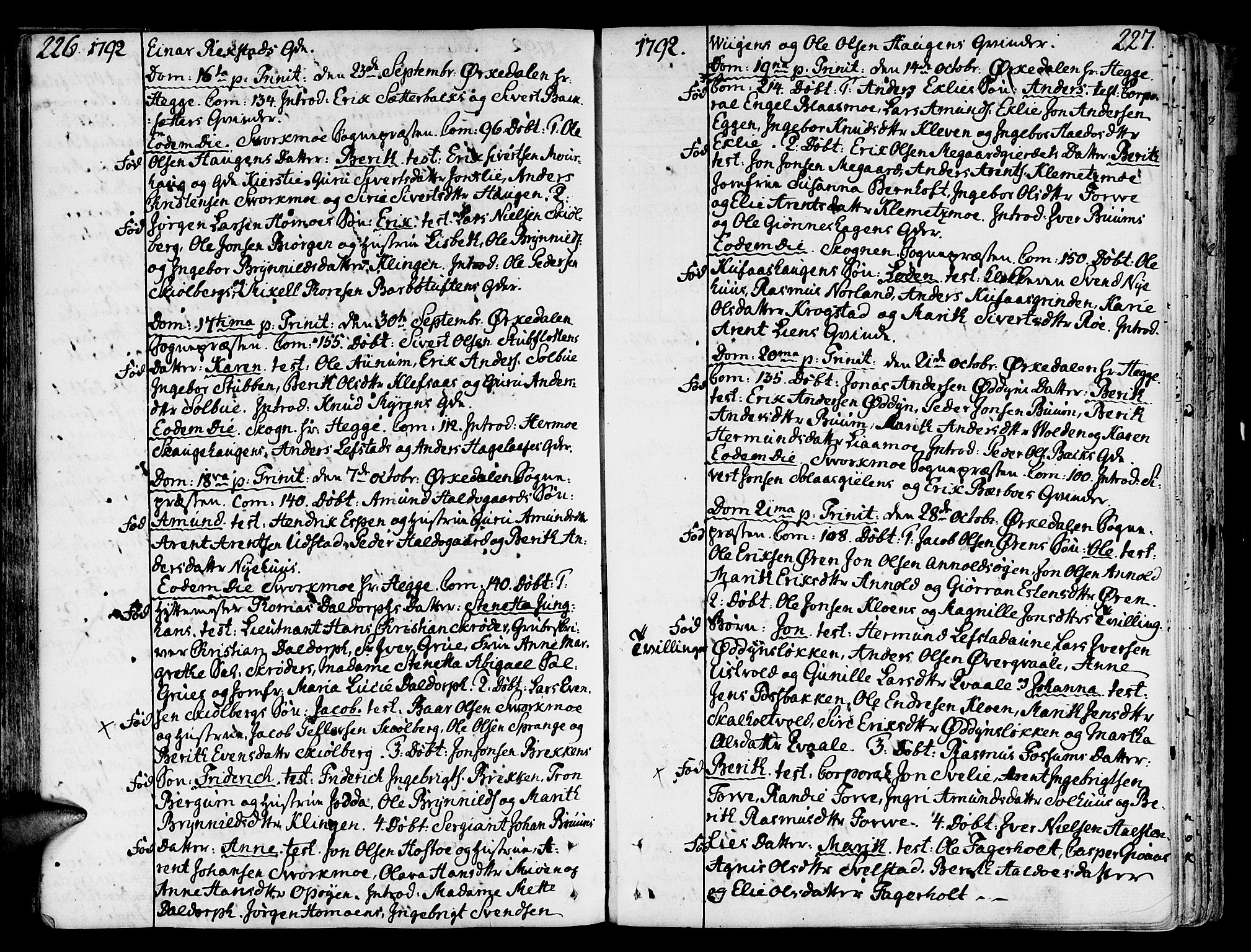 Ministerialprotokoller, klokkerbøker og fødselsregistre - Sør-Trøndelag, SAT/A-1456/668/L0802: Parish register (official) no. 668A02, 1776-1799, p. 226-227