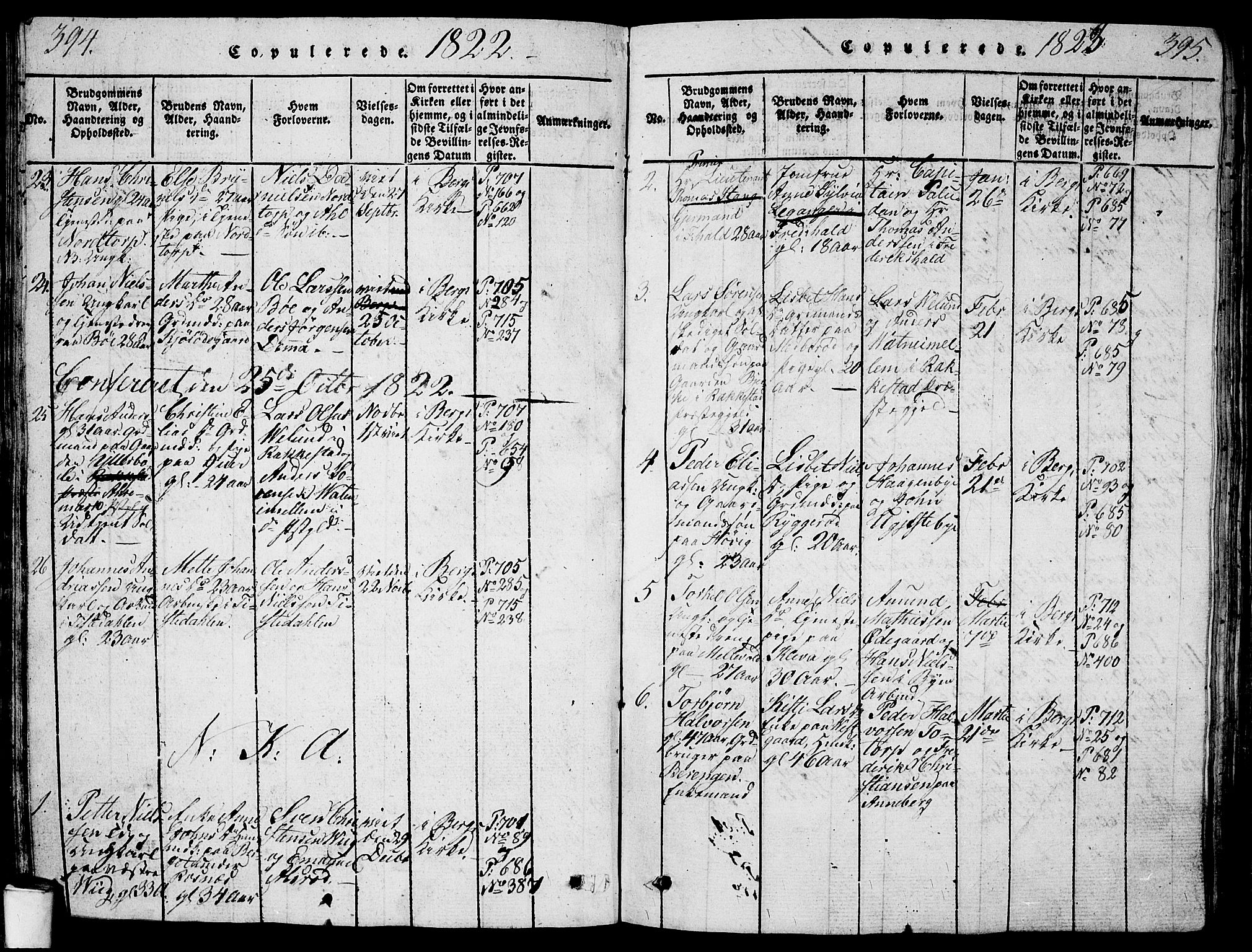 Berg prestekontor Kirkebøker, AV/SAO-A-10902/G/Ga/L0001: Parish register (copy) no. I 1, 1815-1832, p. 394-395