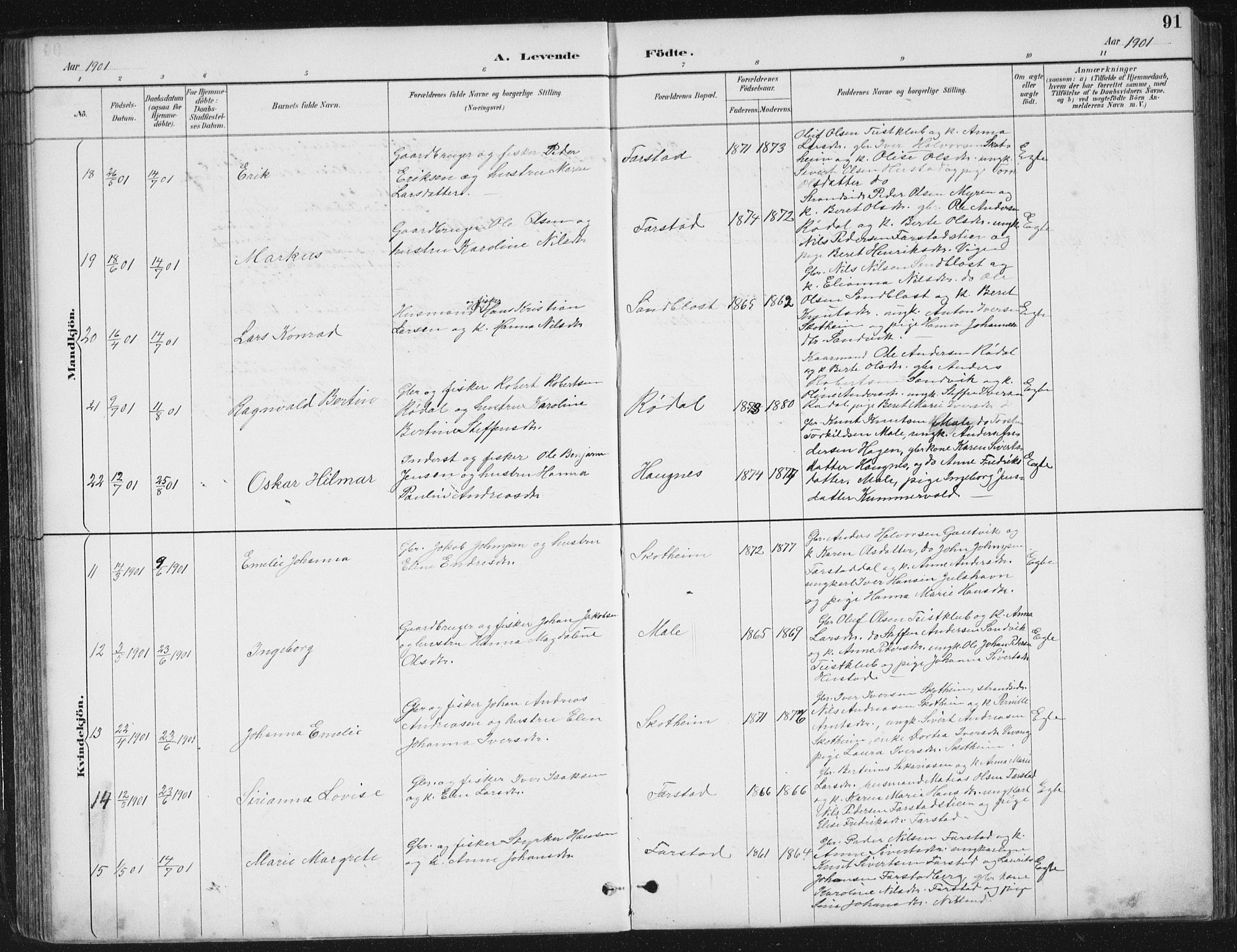 Ministerialprotokoller, klokkerbøker og fødselsregistre - Møre og Romsdal, SAT/A-1454/567/L0783: Parish register (copy) no. 567C03, 1887-1903, p. 91