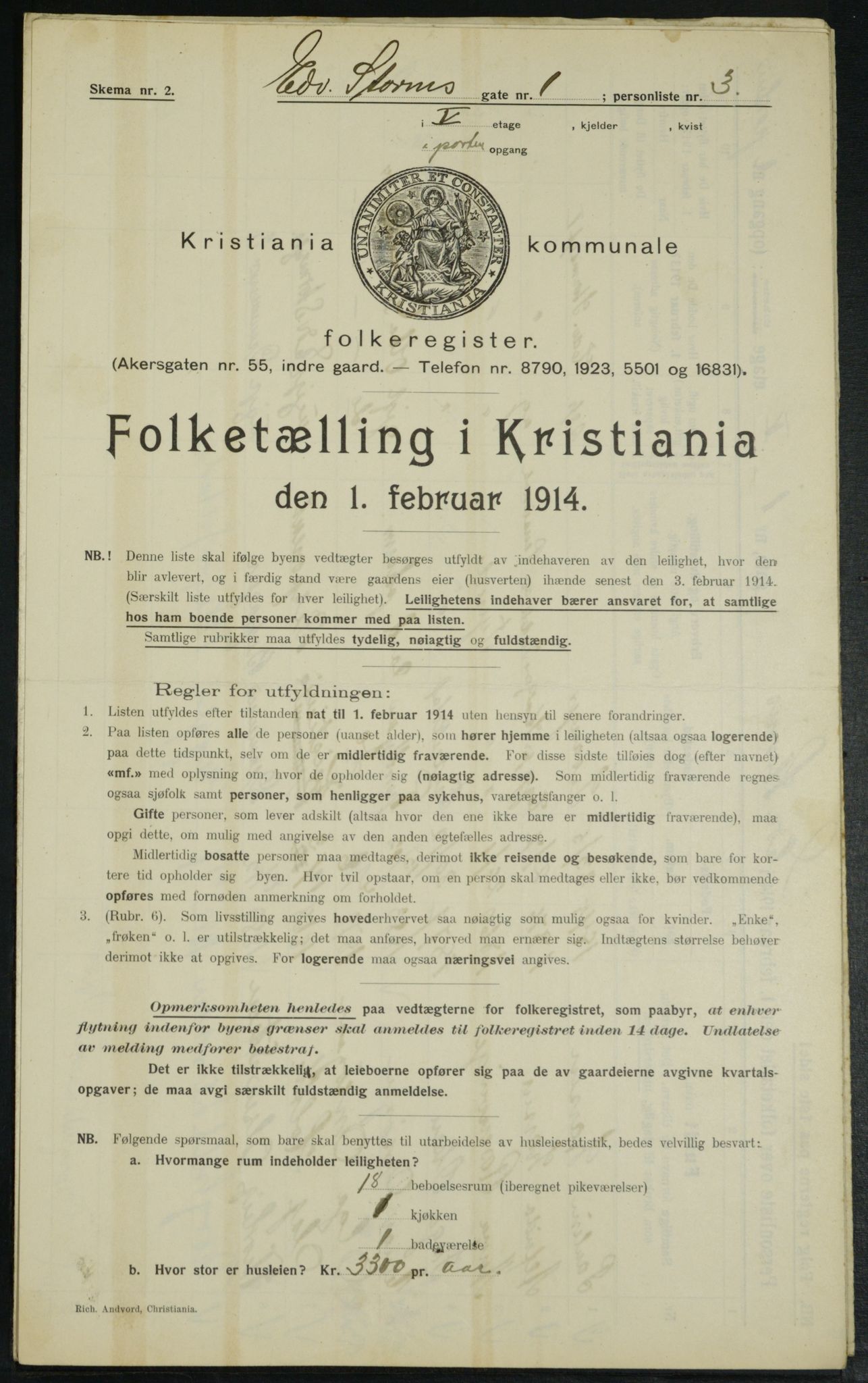 OBA, Municipal Census 1914 for Kristiania, 1914, p. 18875