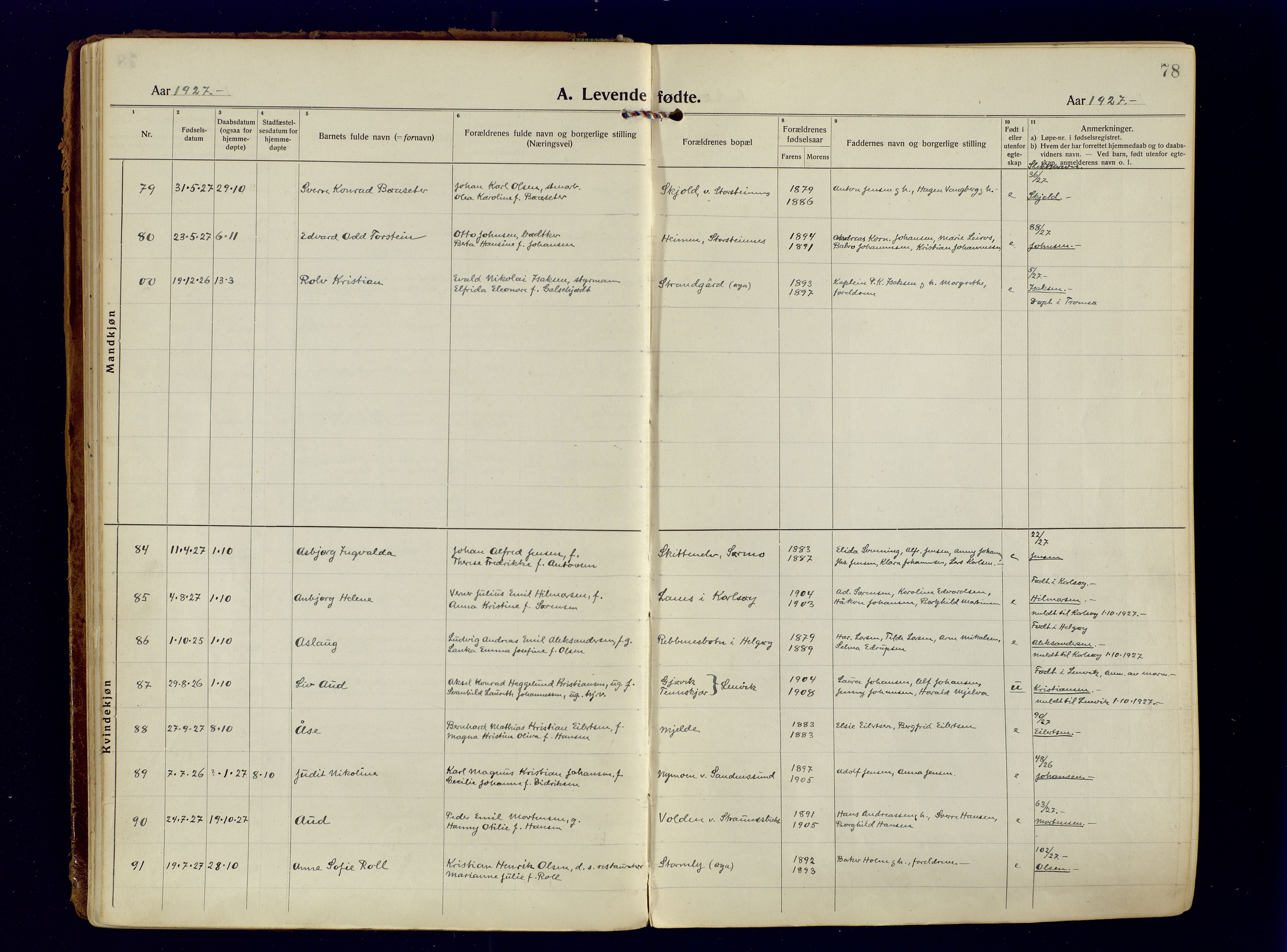 Tromsøysund sokneprestkontor, AV/SATØ-S-1304/G/Ga/L0009kirke: Parish register (official) no. 9, 1922-1934, p. 78