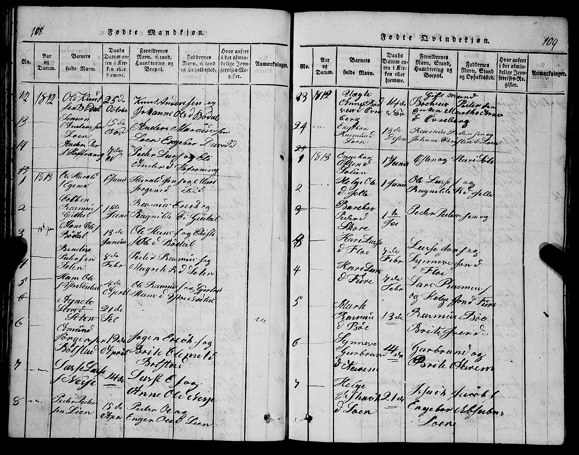 Stryn Sokneprestembete, AV/SAB-A-82501: Parish register (copy) no. C 1, 1801-1845, p. 108-109