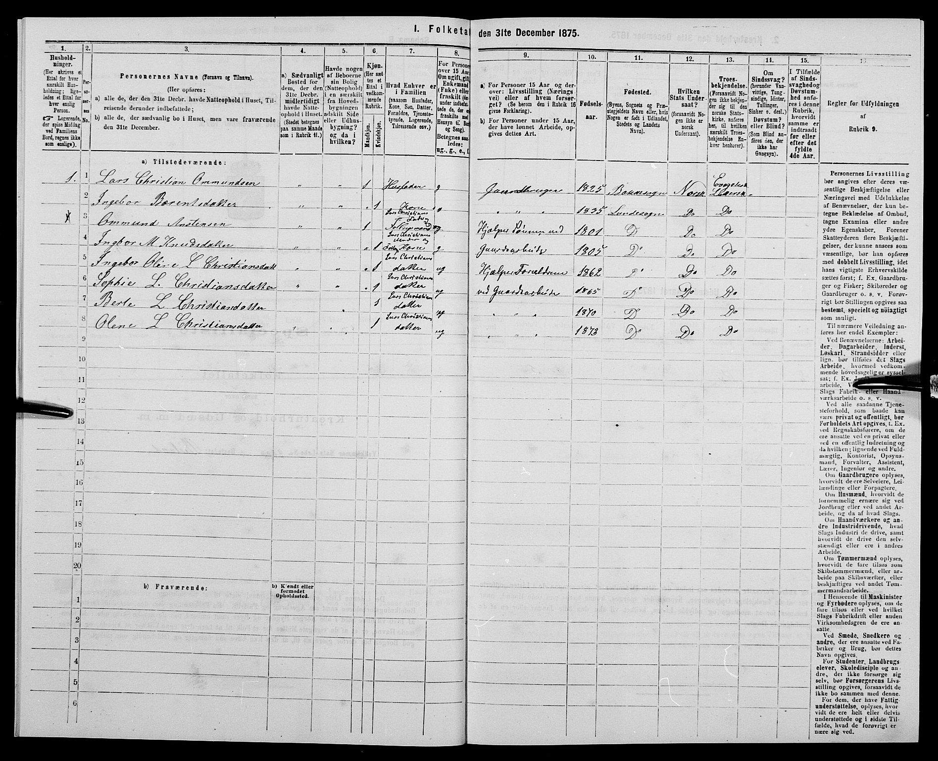 SAK, 1875 census for 1045P Bakke, 1875, p. 63