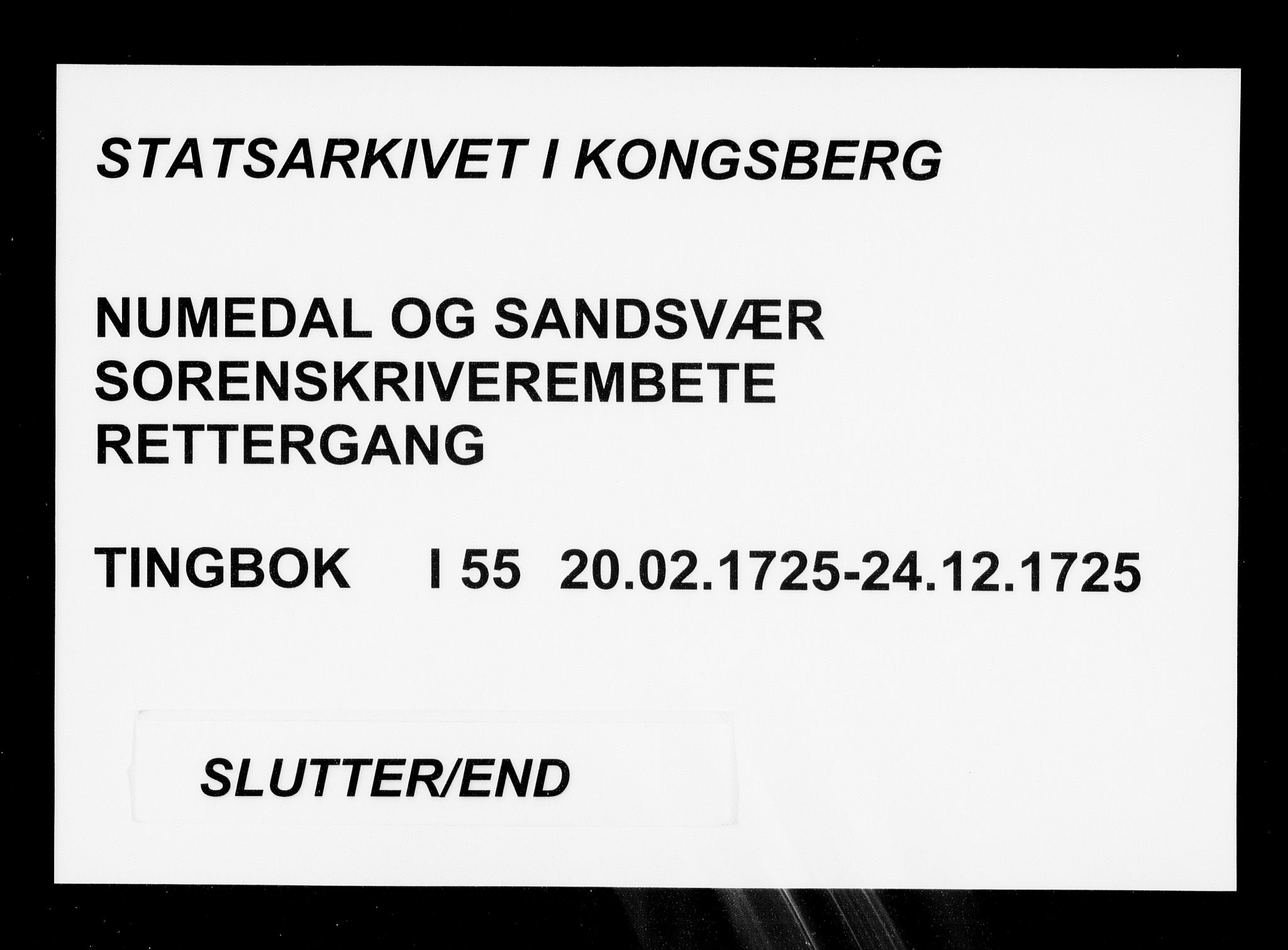 Numedal og Sandsvær sorenskriveri, SAKO/A-128/F/Fa/Faa/L0055: Tingbøker, 1725