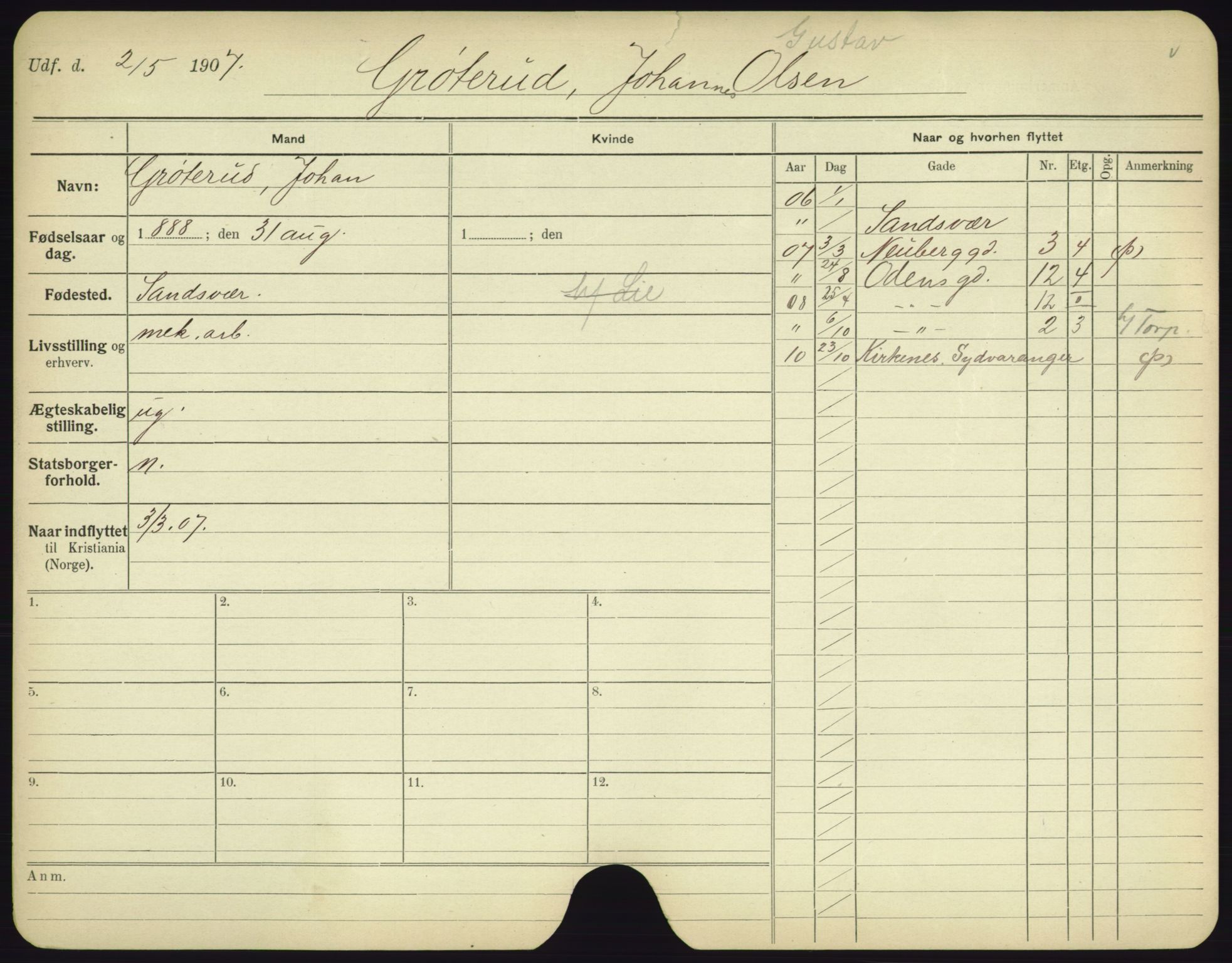 Oslo folkeregister, Registerkort, AV/SAO-A-11715/F/Fa/Fac/L0003: Menn, 1906-1914, p. 684a