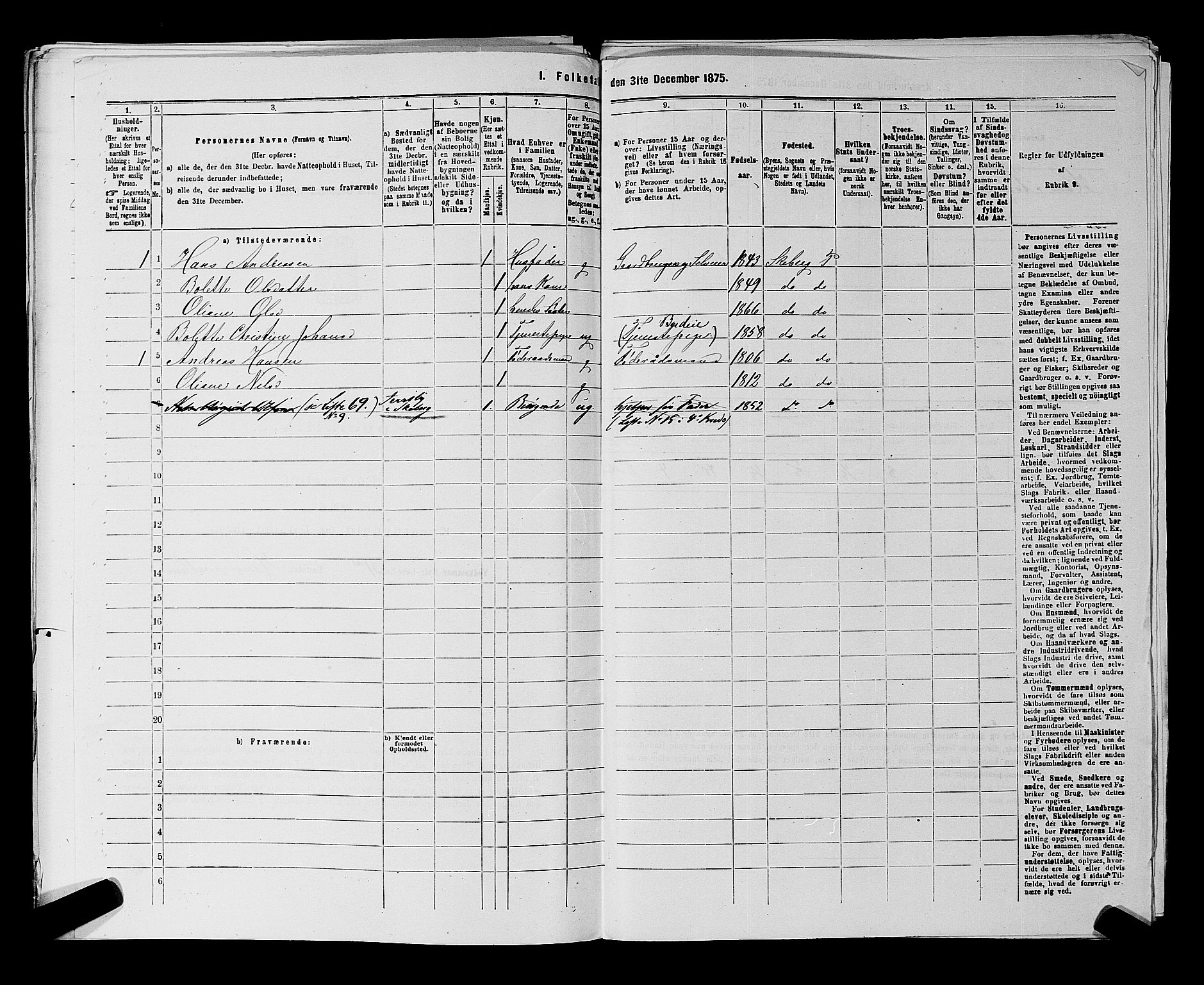 RA, 1875 census for 0115P Skjeberg, 1875, p. 354