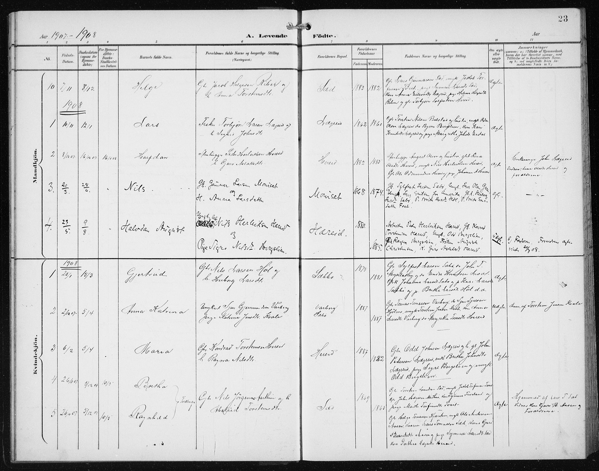 Ullensvang sokneprestembete, SAB/A-78701/H/Hab: Parish register (copy) no. C  3, 1899-1932, p. 23
