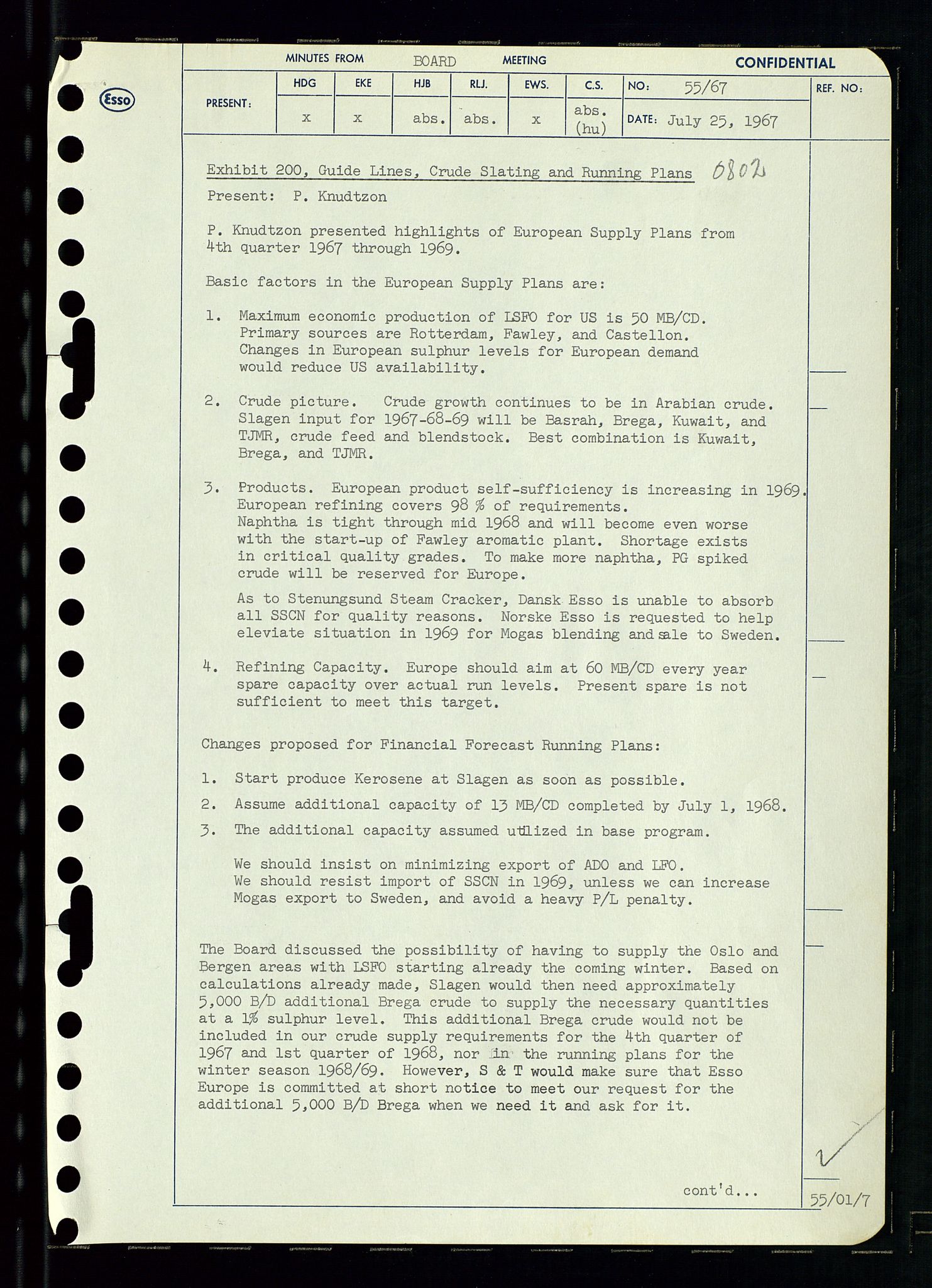 Pa 0982 - Esso Norge A/S, AV/SAST-A-100448/A/Aa/L0002/0003: Den administrerende direksjon Board minutes (styrereferater) / Den administrerende direksjon Board minutes (styrereferater), 1967, p. 112