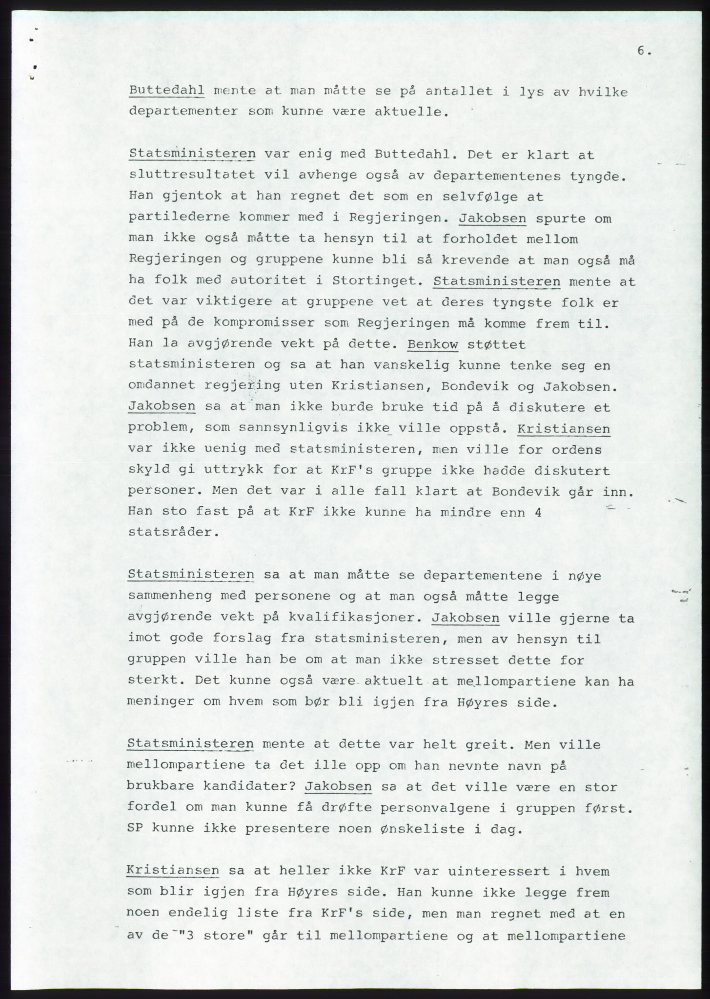 Forhandlingsmøtene 1983 mellom Høyre, KrF og Senterpartiet om dannelse av regjering, AV/RA-PA-0696/A/L0001: Forhandlingsprotokoll, 1983, p. 22