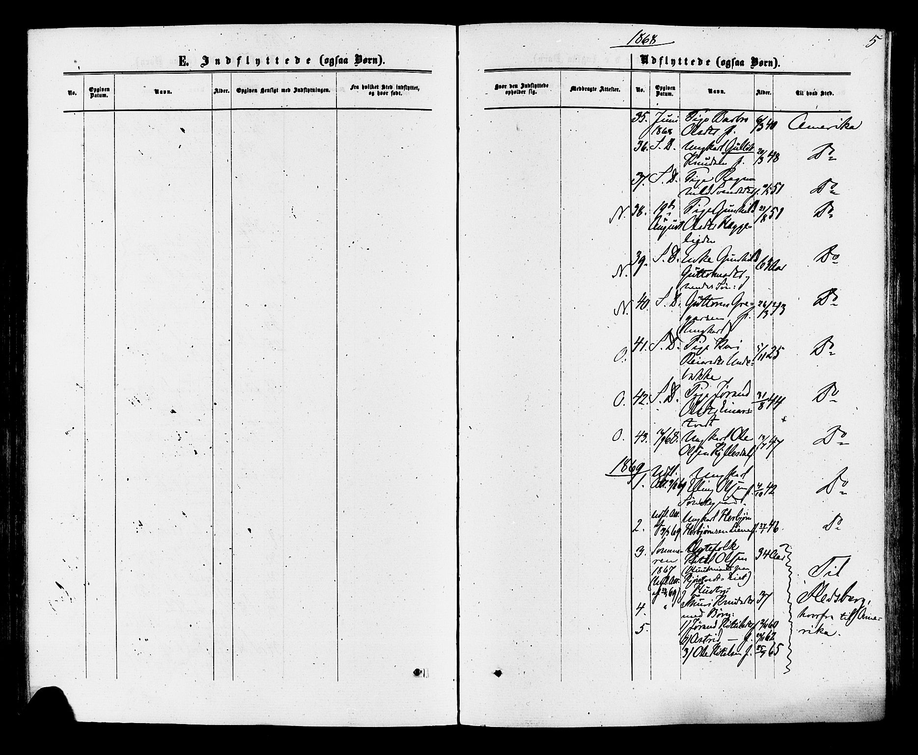 Nore kirkebøker, AV/SAKO-A-238/F/Fa/L0004: Parish register (official) no. I 4, 1867-1877, p. 5