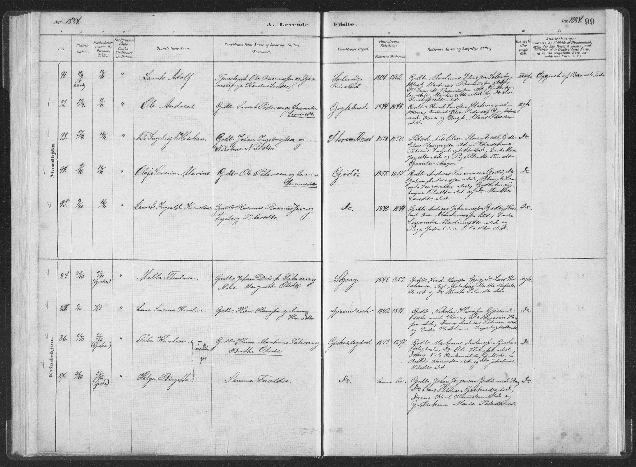 Ministerialprotokoller, klokkerbøker og fødselsregistre - Møre og Romsdal, AV/SAT-A-1454/528/L0401: Parish register (official) no. 528A12I, 1880-1920, p. 99