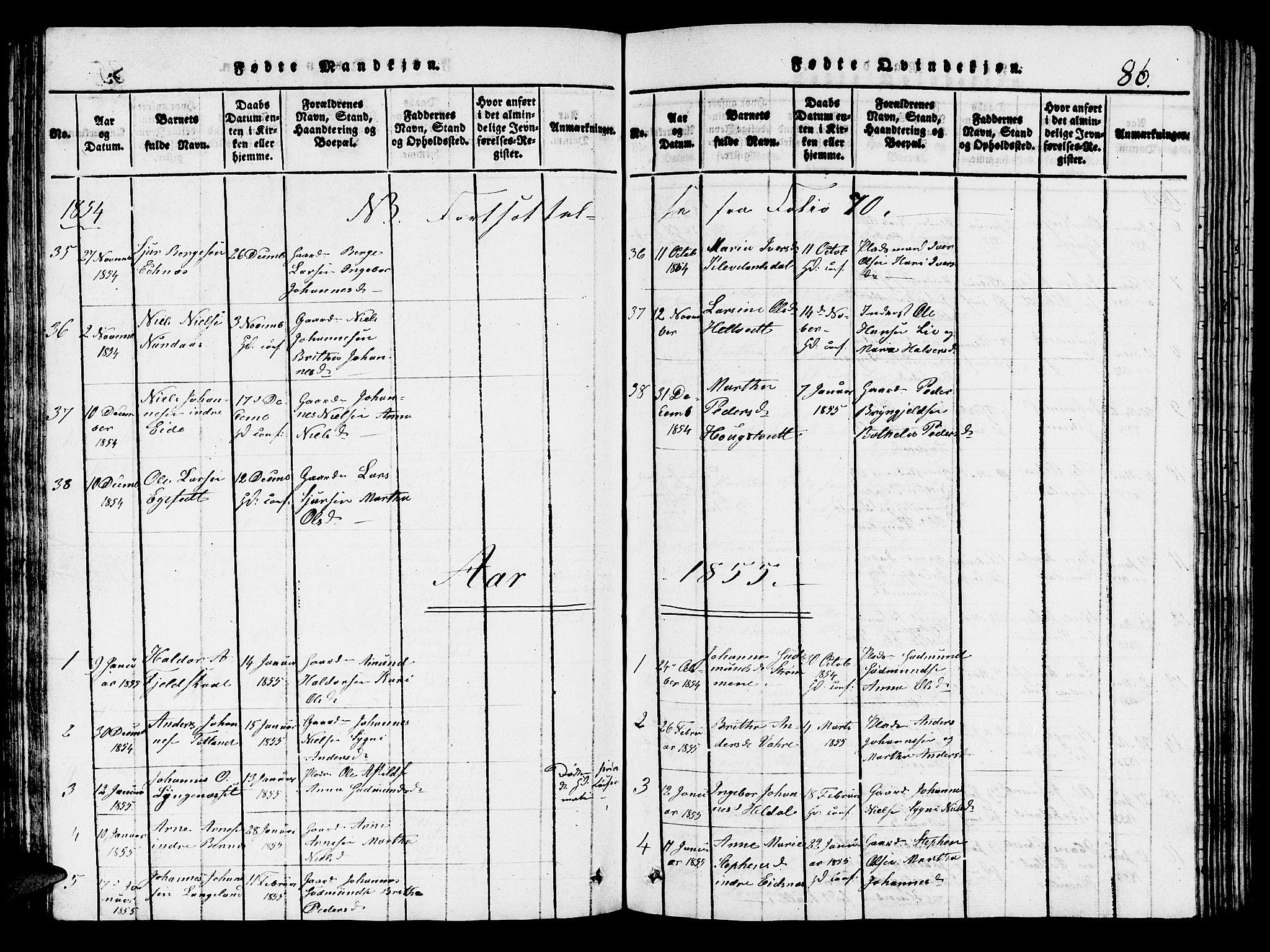 Hosanger sokneprestembete, AV/SAB-A-75801/H/Hab: Parish register (copy) no. A 1 /1, 1816-1856, p. 86