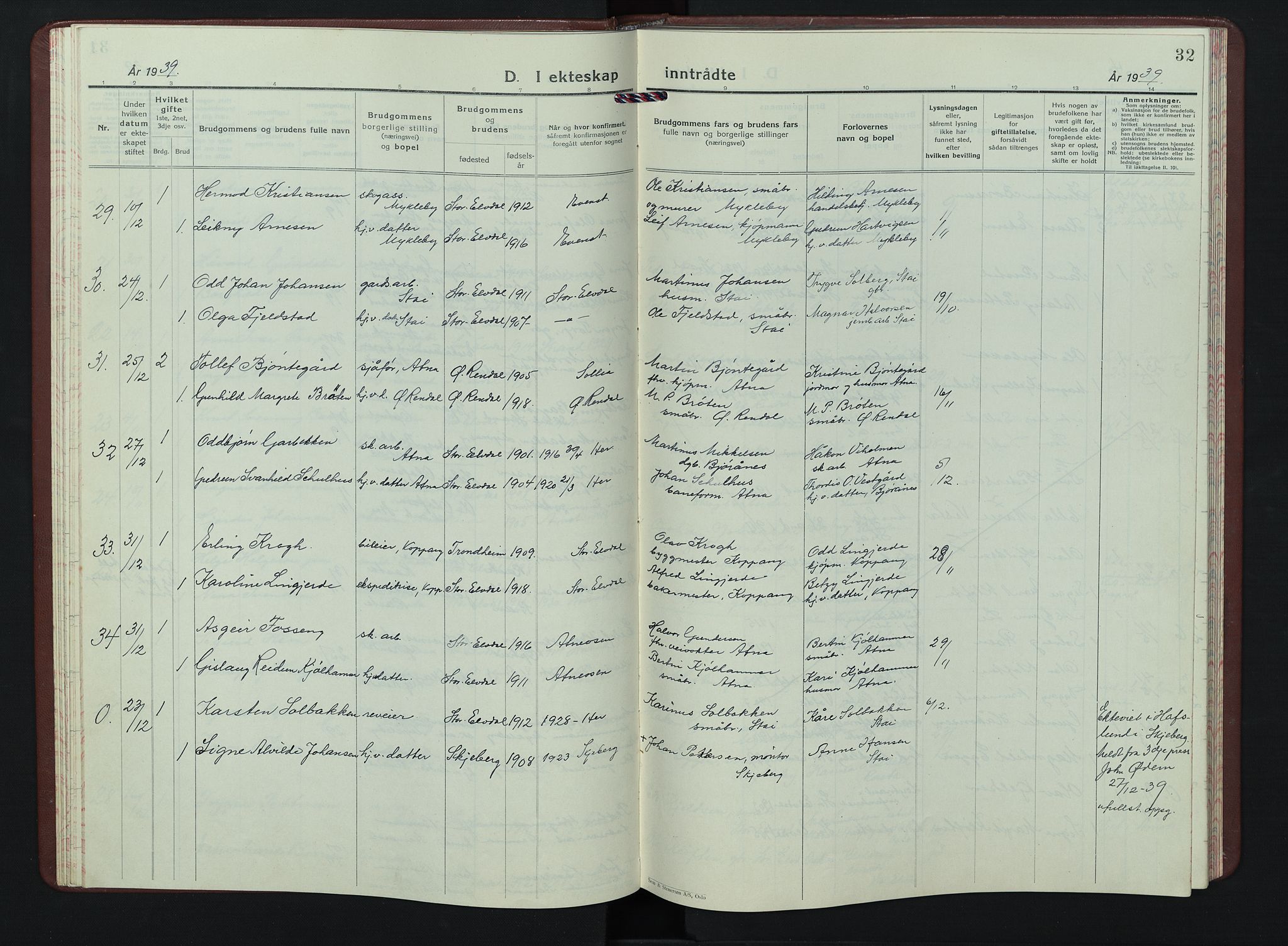 Stor-Elvdal prestekontor, AV/SAH-PREST-052/H/Ha/Hab/L0009: Parish register (copy) no. 9, 1927-1955, p. 32