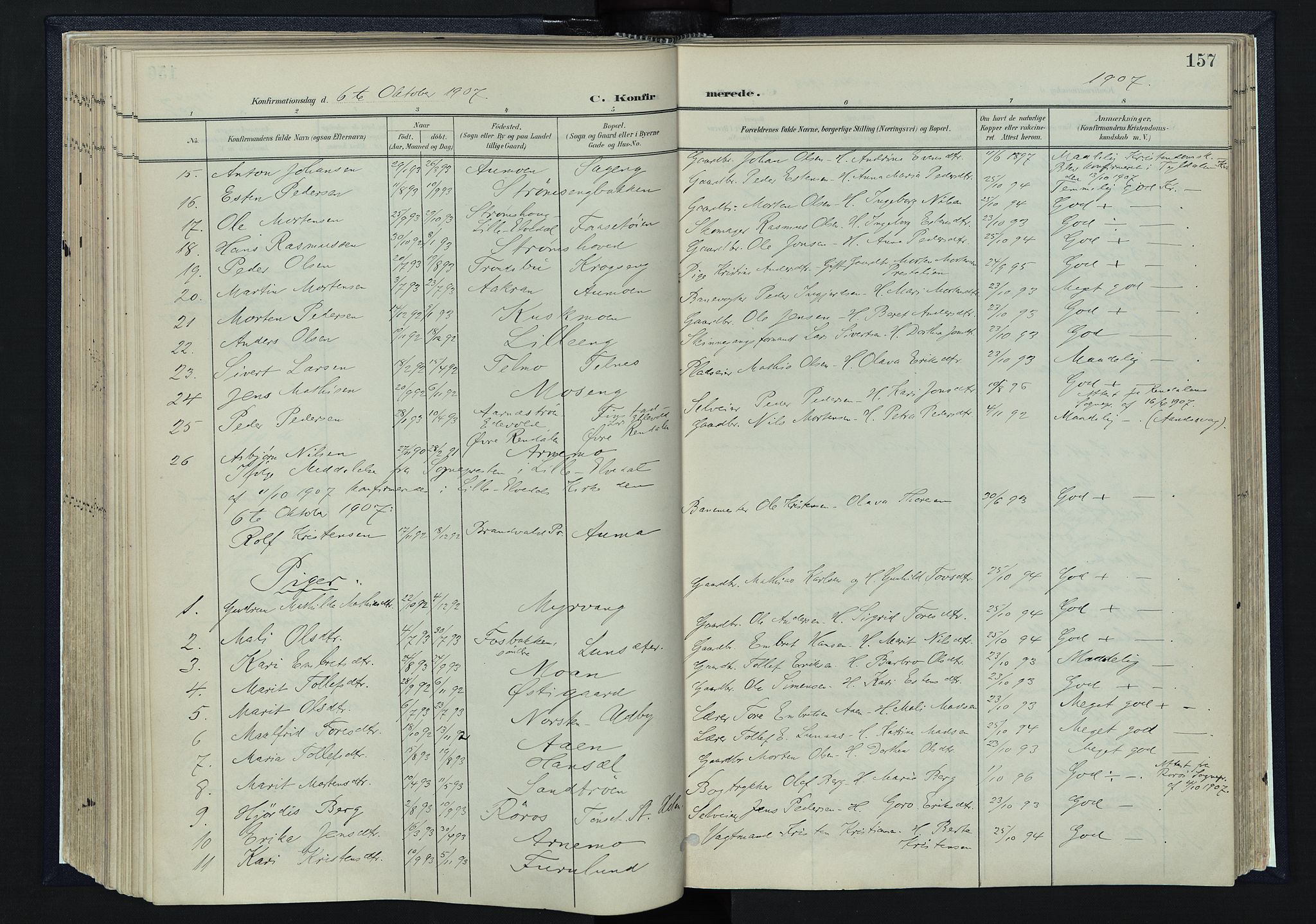 Tynset prestekontor, AV/SAH-PREST-058/H/Ha/Haa/L0025: Parish register (official) no. 25, 1900-1914, p. 157