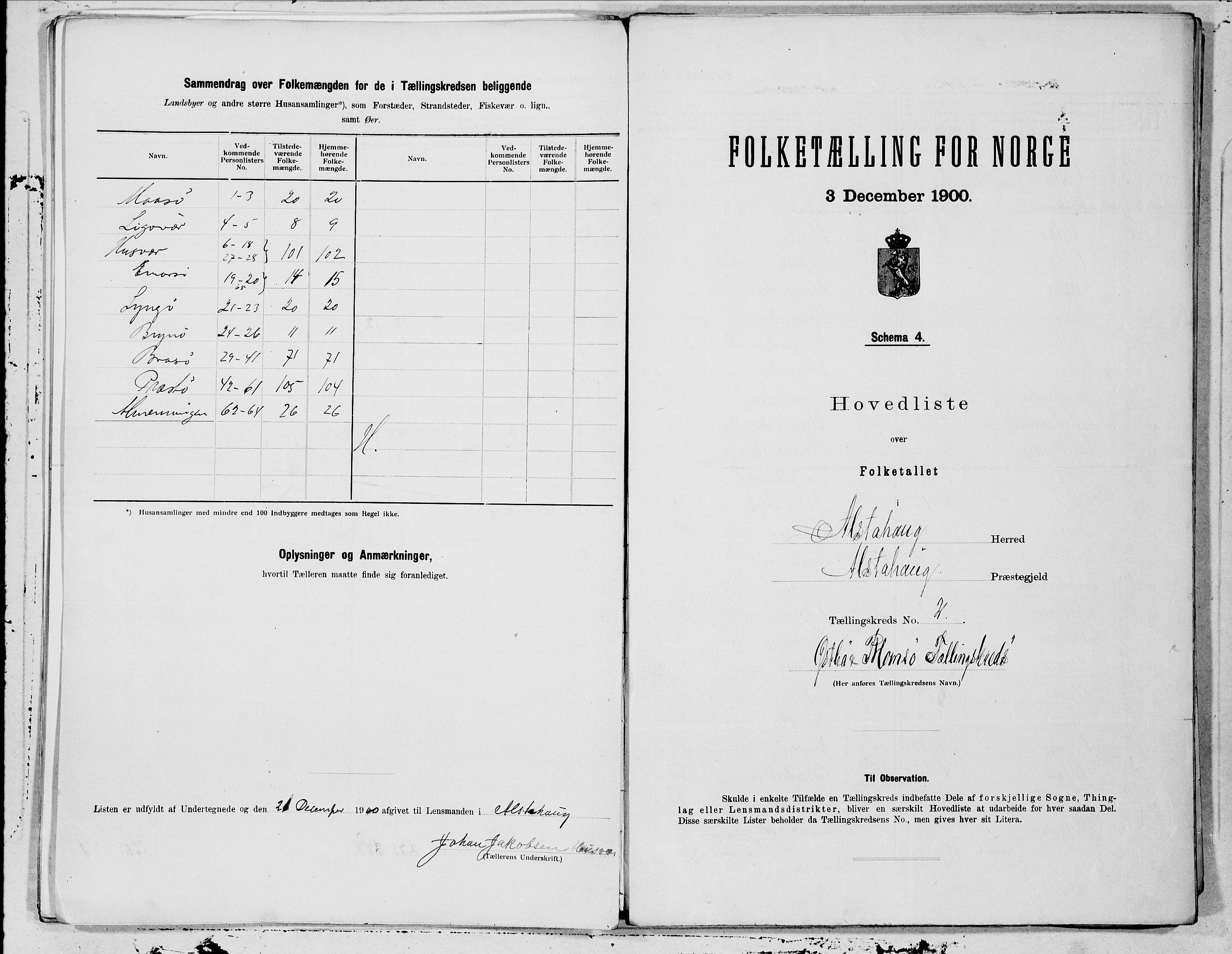 SAT, 1900 census for Alstahaug, 1900, p. 4