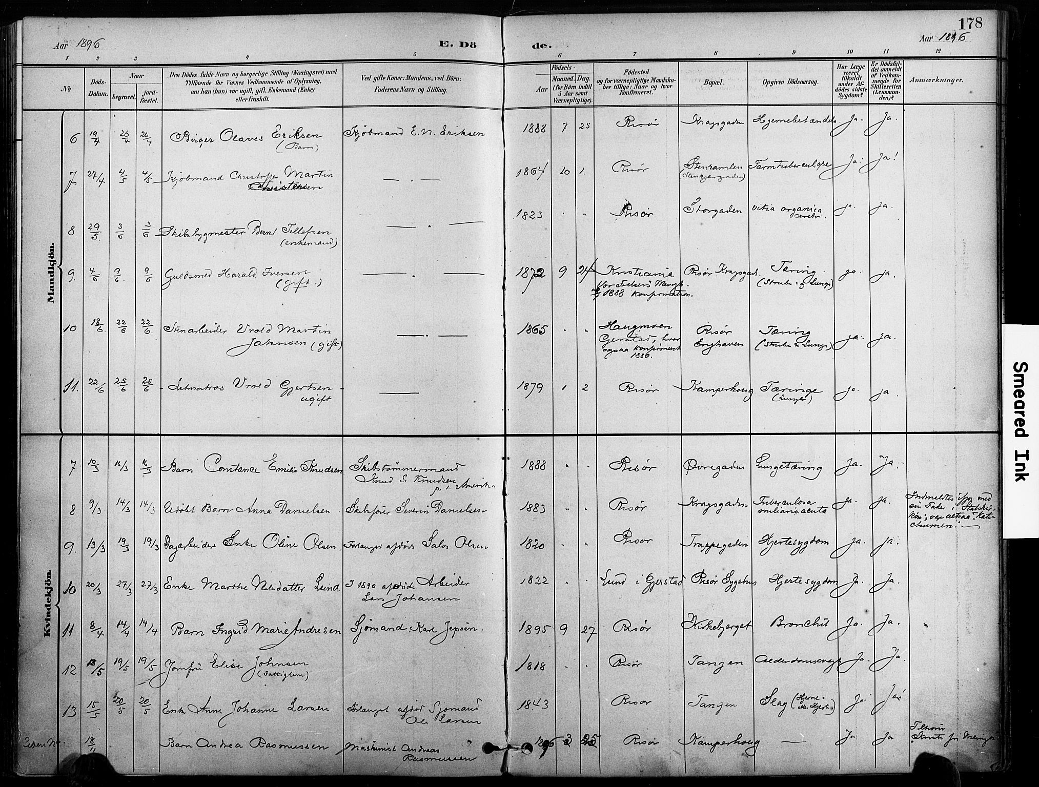 Risør sokneprestkontor, SAK/1111-0035/F/Fa/L0010: Parish register (official) no. A 10, 1896-1906, p. 178