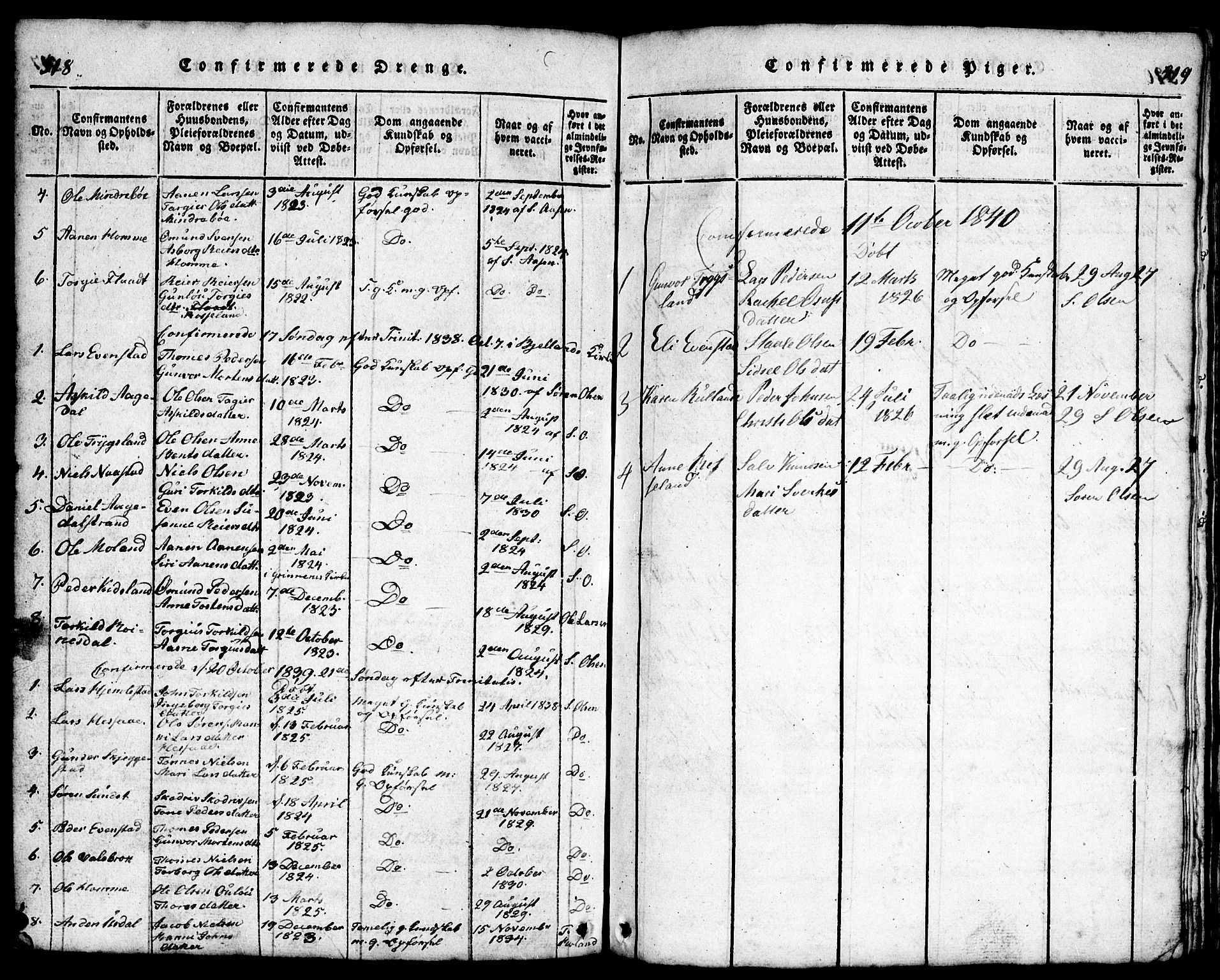 Bjelland sokneprestkontor, SAK/1111-0005/F/Fb/Fba/L0003: Parish register (copy) no. B 3, 1816-1870, p. 518-519