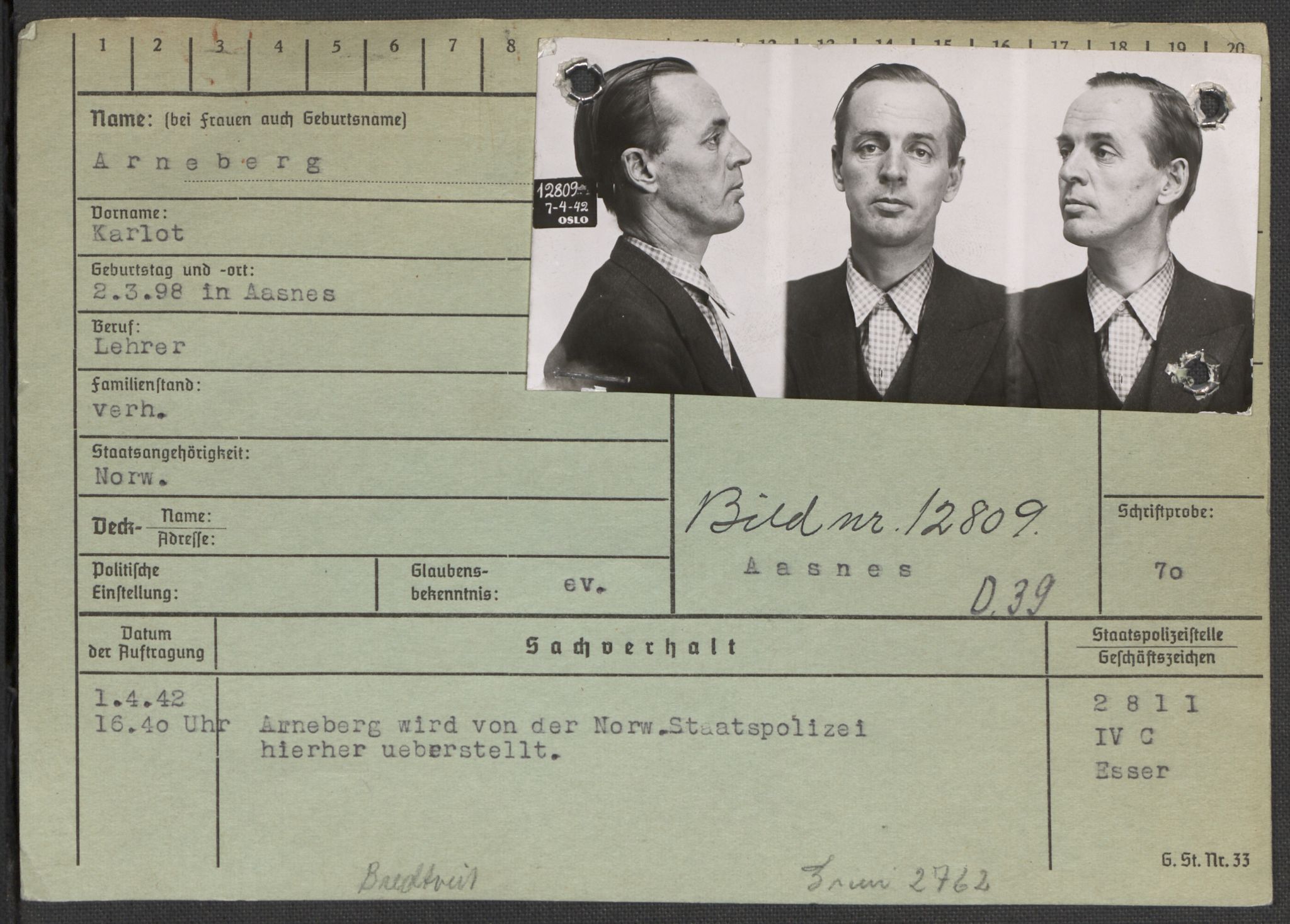 Befehlshaber der Sicherheitspolizei und des SD, AV/RA-RAFA-5969/E/Ea/Eaa/L0001: Register over norske fanger i Møllergata 19: A-Bj, 1940-1945, p. 552
