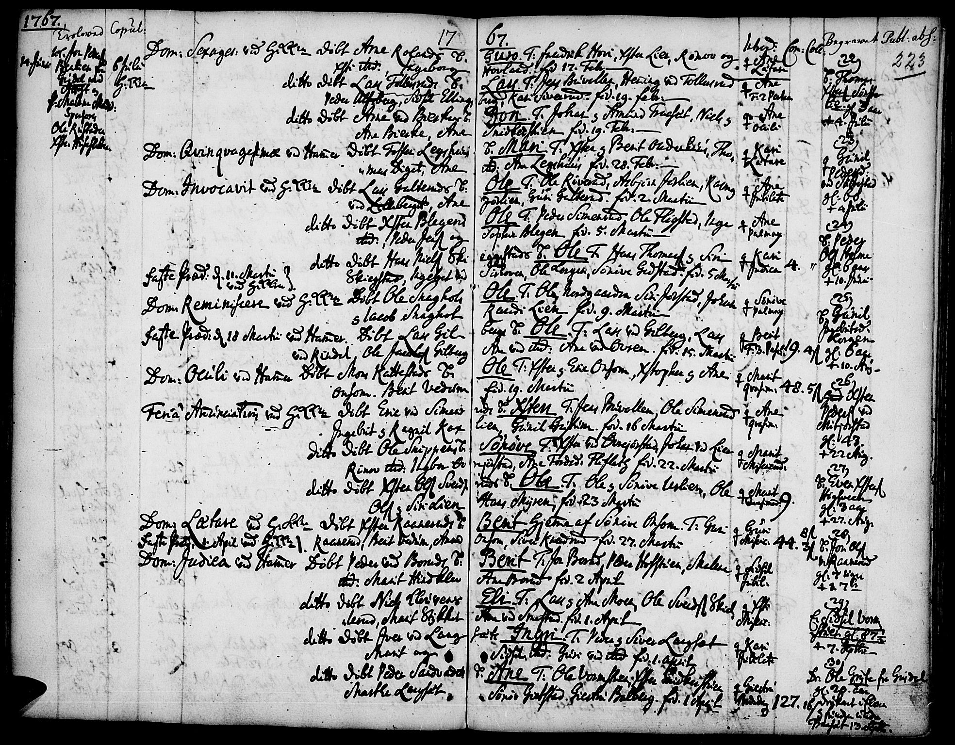 Fåberg prestekontor, SAH/PREST-086/H/Ha/Haa/L0001: Parish register (official) no. 1, 1727-1775, p. 223