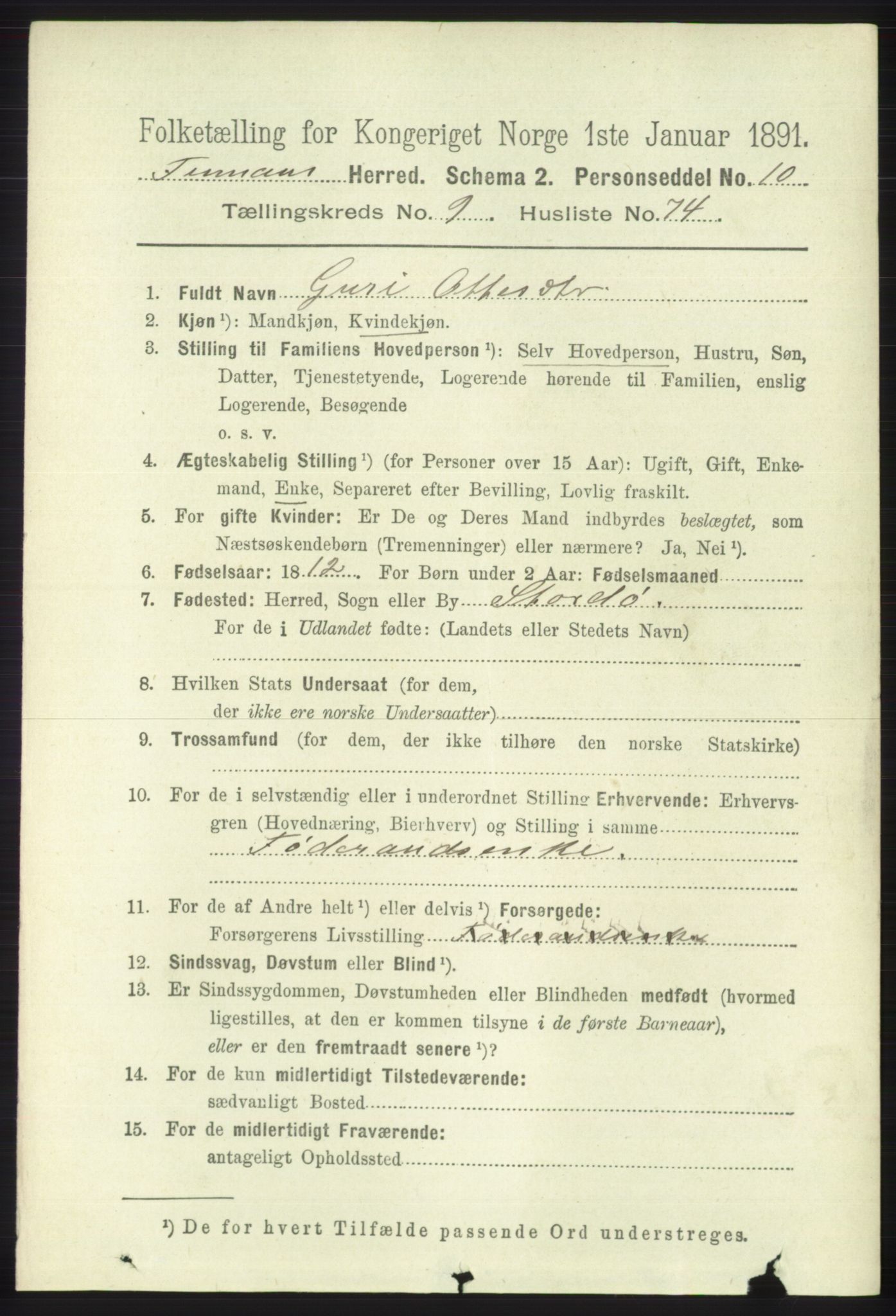 RA, 1891 census for 1218 Finnås, 1891, p. 4420