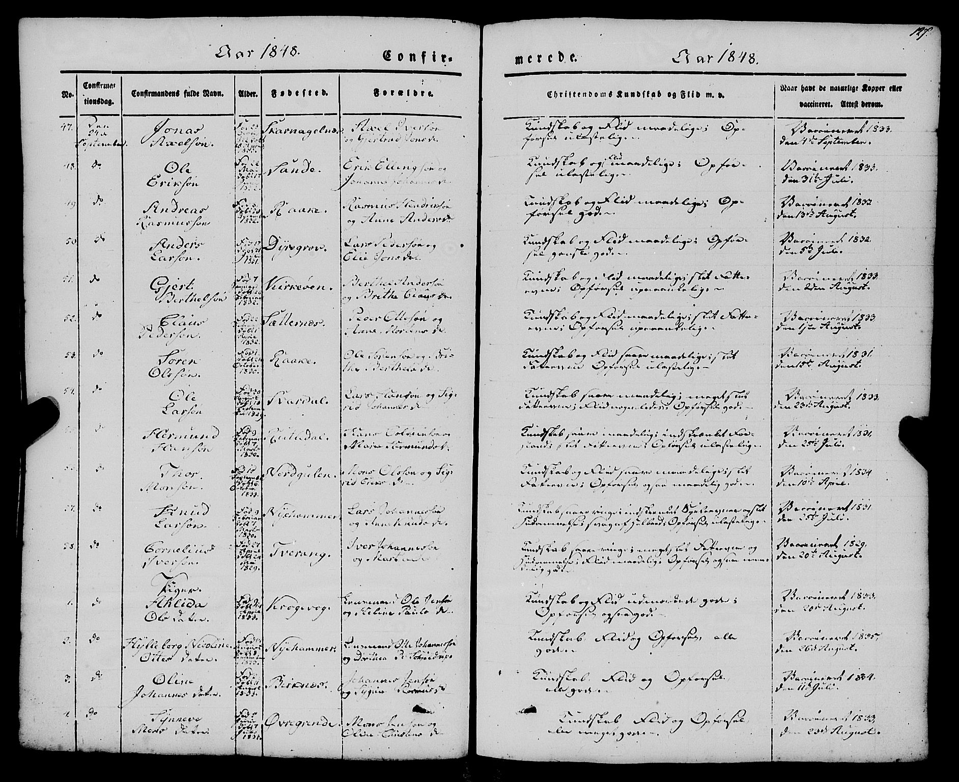 Gulen sokneprestembete, AV/SAB-A-80201/H/Haa/Haaa/L0021: Parish register (official) no. A 21, 1848-1858, p. 127