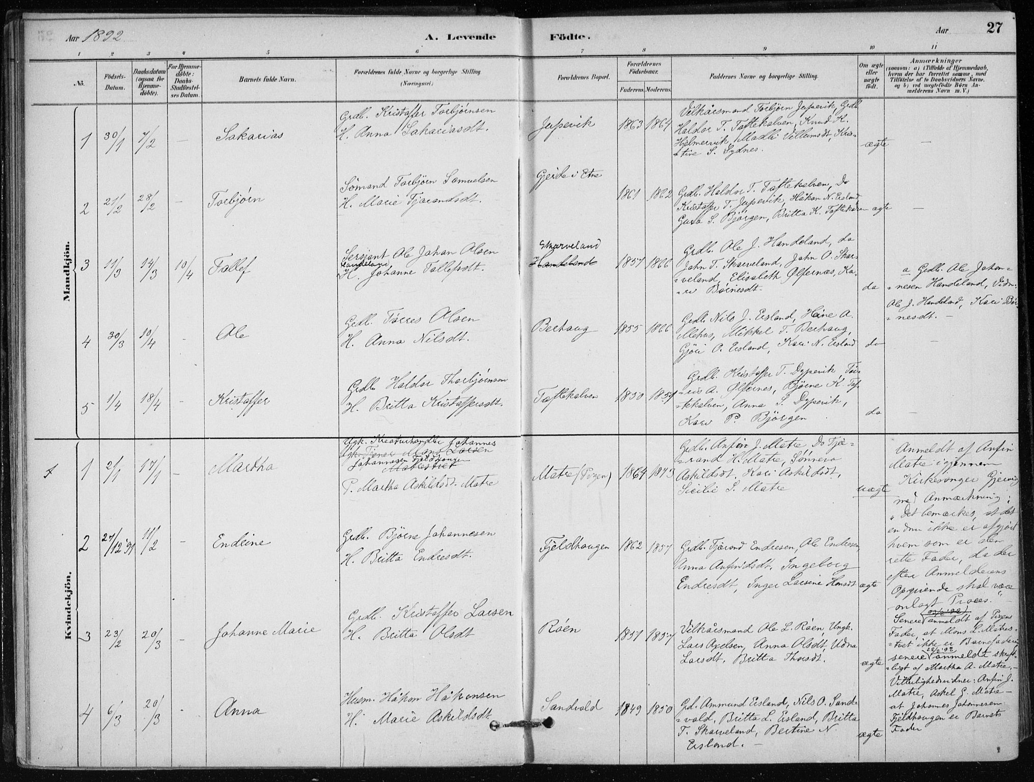 Skånevik sokneprestembete, SAB/A-77801/H/Haa: Parish register (official) no. C  1, 1879-1917, p. 27