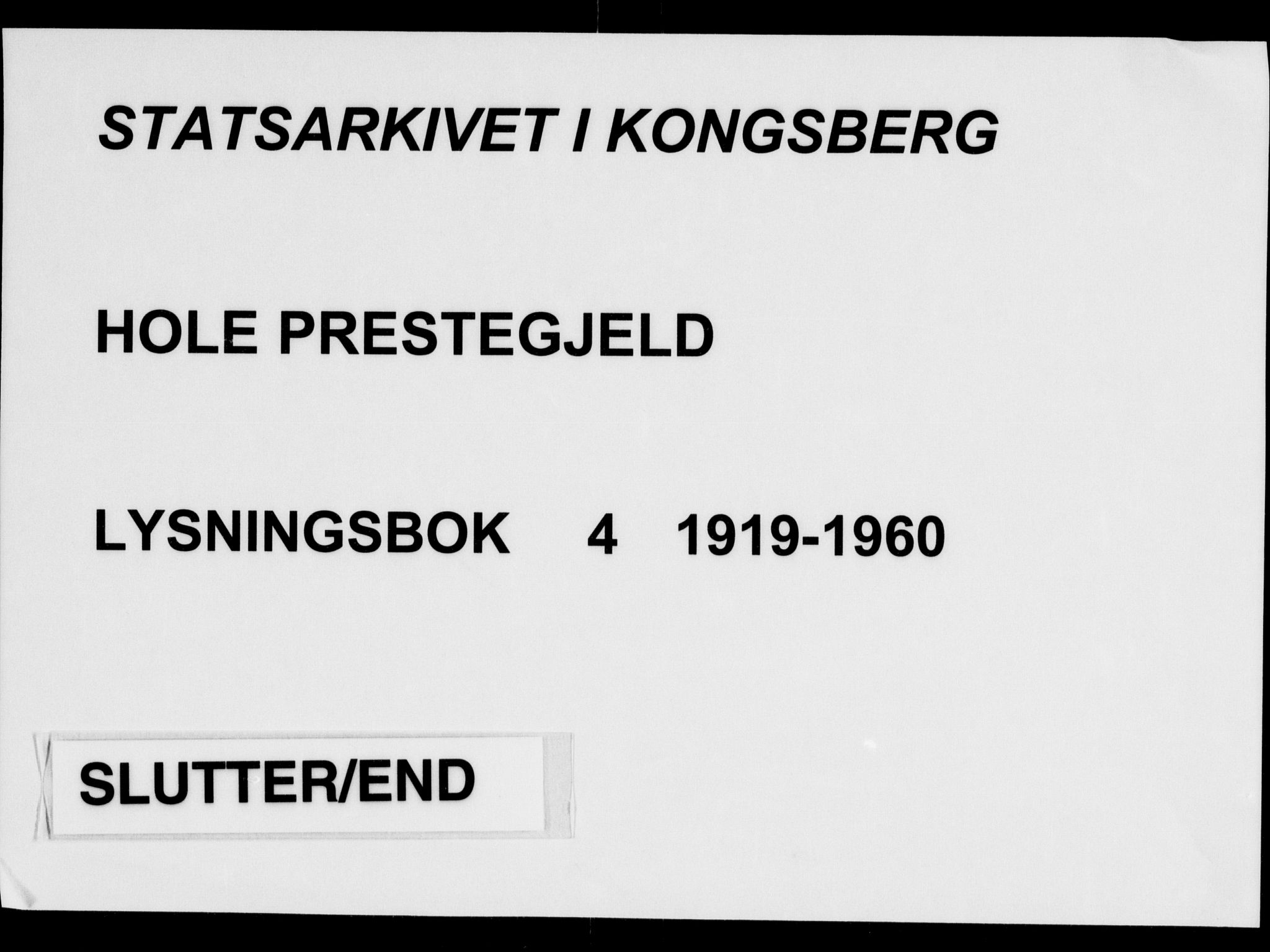 Hole kirkebøker, AV/SAKO-A-228/H/Ha/L0004: Banns register no. 4, 1919-1960