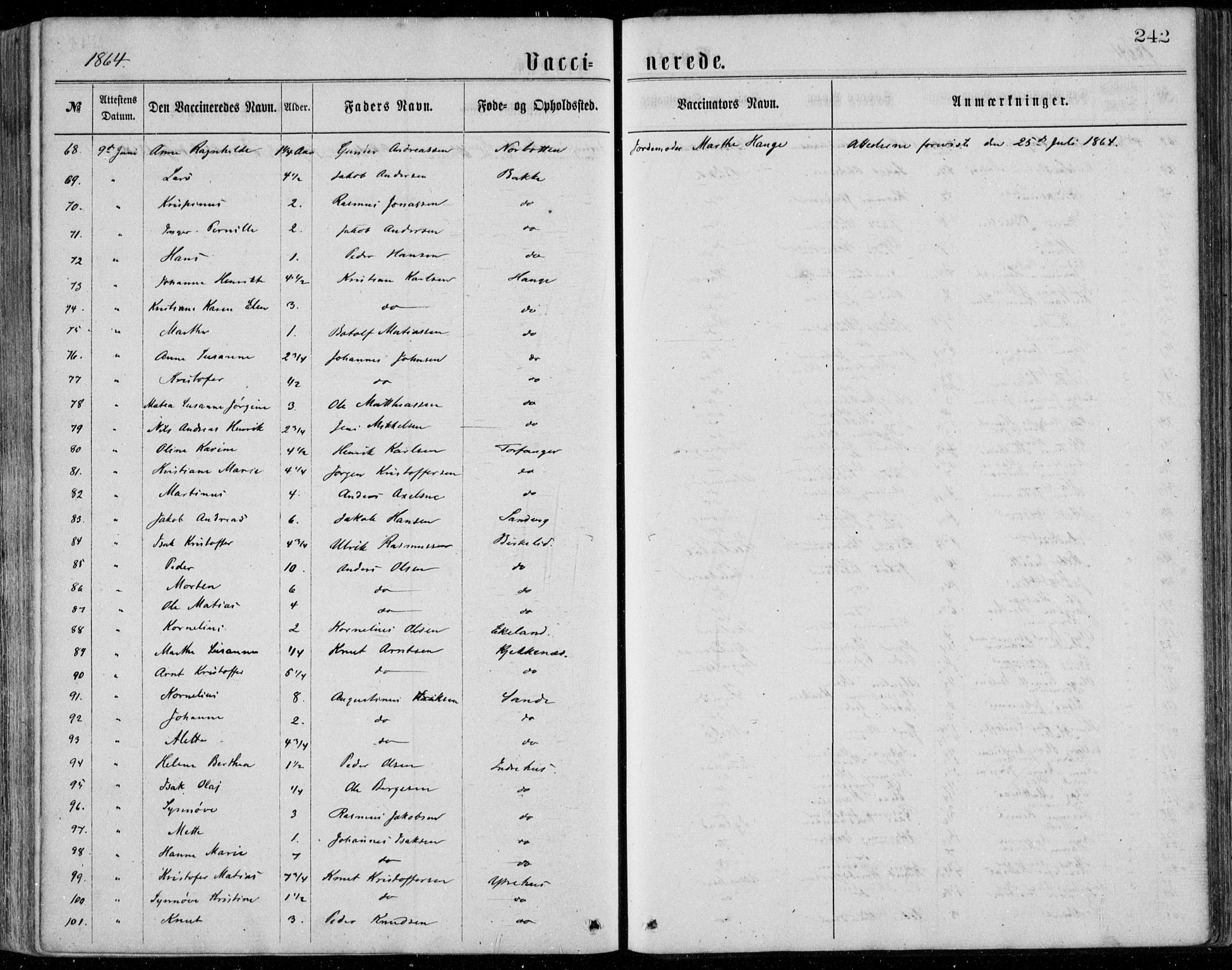 Bremanger sokneprestembete, SAB/A-82201/H/Haa/Haaa/L0001: Parish register (official) no. A  1, 1864-1883, p. 242