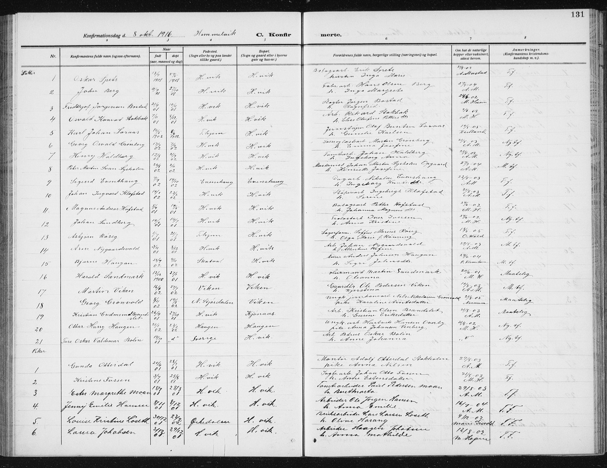 Ministerialprotokoller, klokkerbøker og fødselsregistre - Sør-Trøndelag, SAT/A-1456/617/L0431: Parish register (copy) no. 617C02, 1910-1936, p. 131