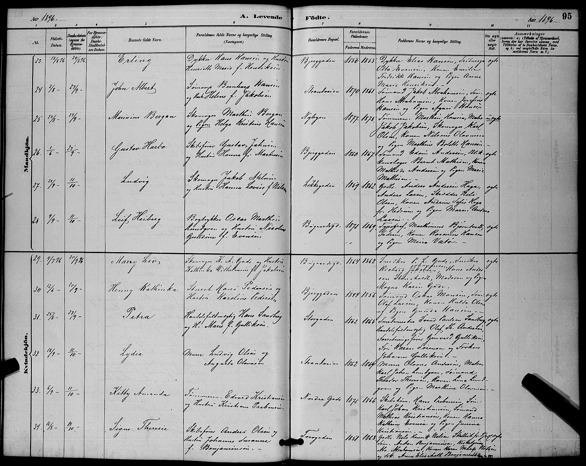 Sandefjord kirkebøker, AV/SAKO-A-315/G/Ga/L0001: Parish register (copy) no. 1, 1885-1903, p. 95