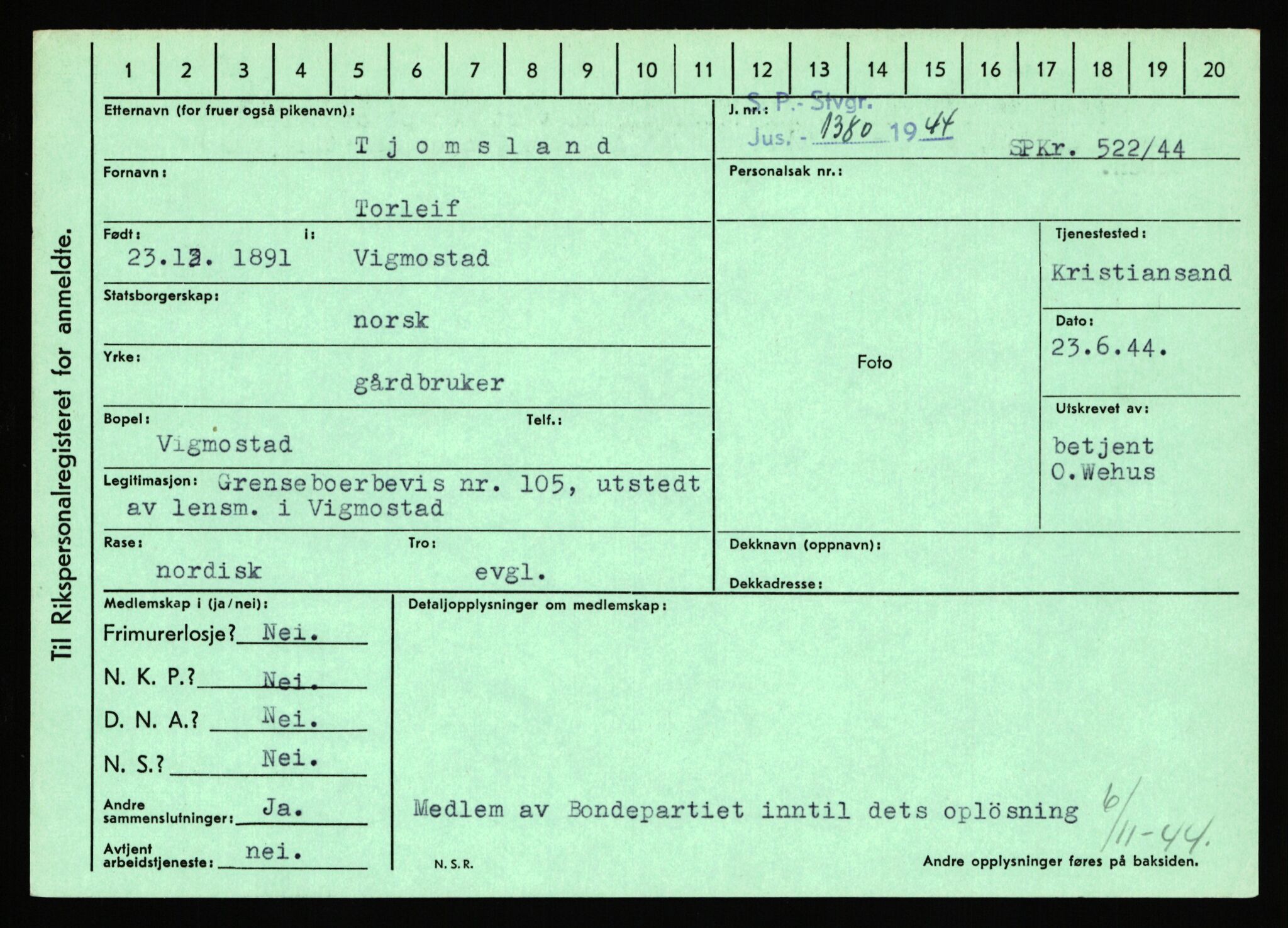 Statspolitiet - Hovedkontoret / Osloavdelingen, AV/RA-S-1329/C/Ca/L0015: Svea - Tøsse, 1943-1945, p. 3288