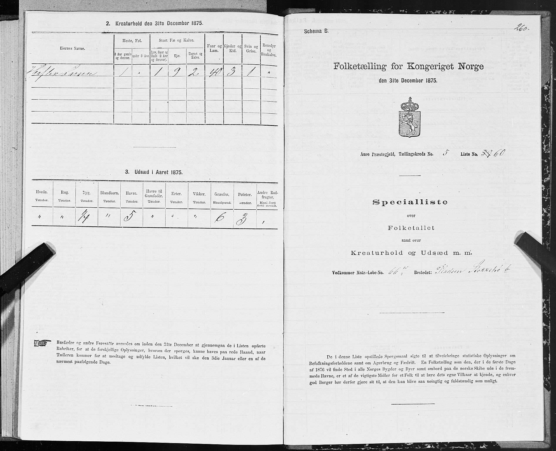 SAT, 1875 census for 1569P Aure, 1875, p. 4260