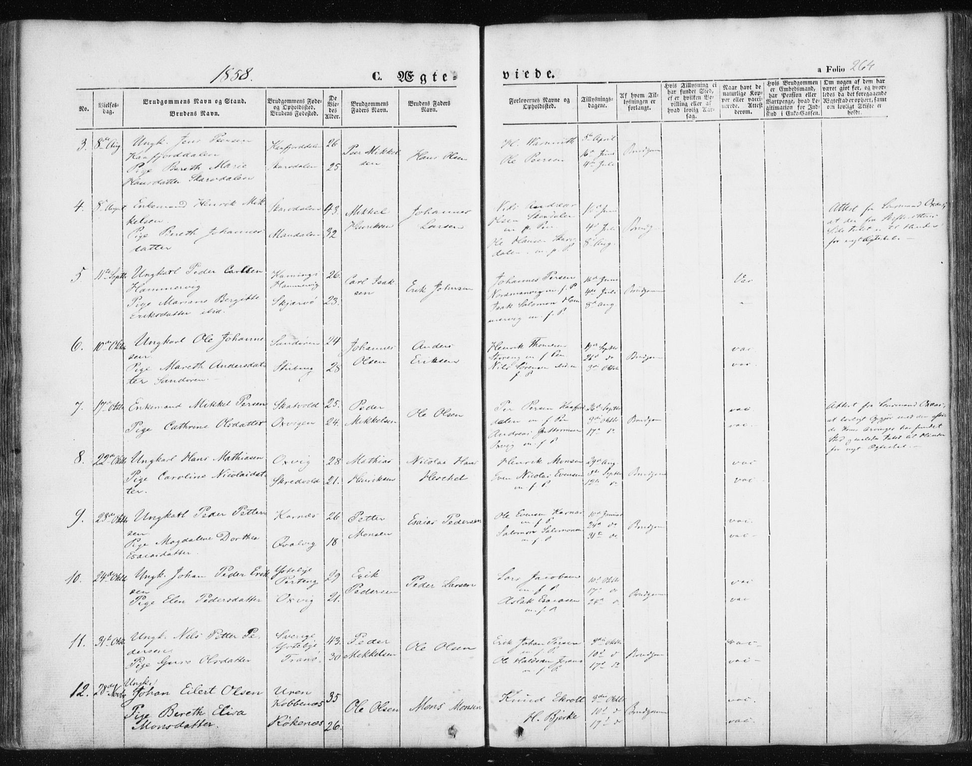 Lyngen sokneprestembete, AV/SATØ-S-1289/H/He/Hea/L0004kirke: Parish register (official) no. 4, 1839-1858, p. 264