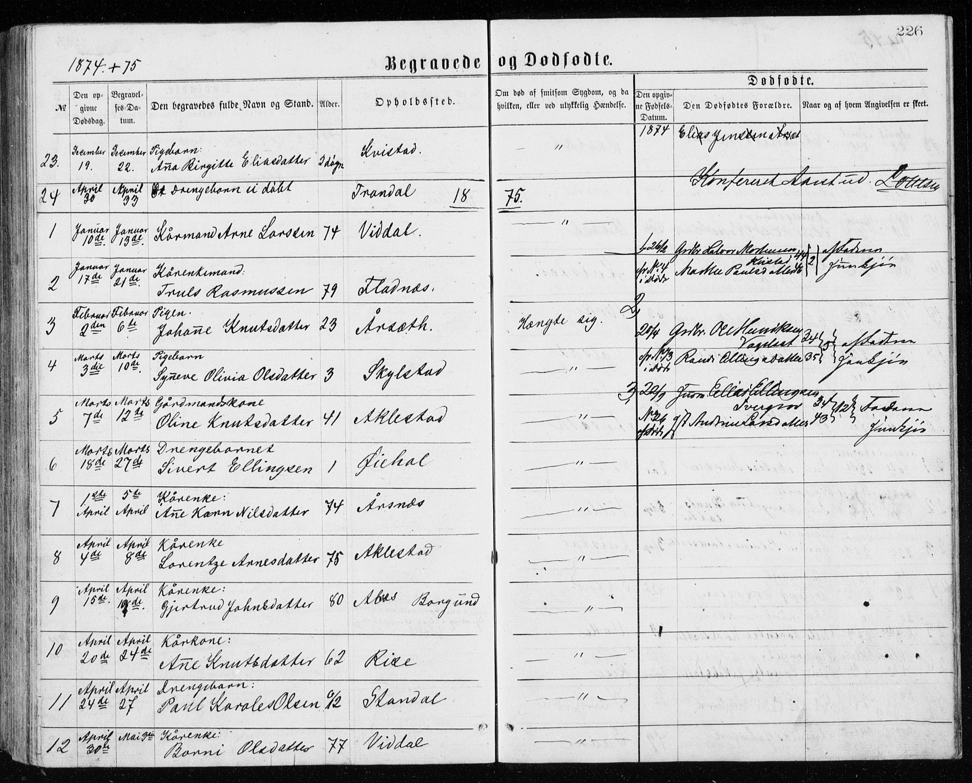 Ministerialprotokoller, klokkerbøker og fødselsregistre - Møre og Romsdal, AV/SAT-A-1454/515/L0214: Parish register (copy) no. 515C01, 1865-1883, p. 226