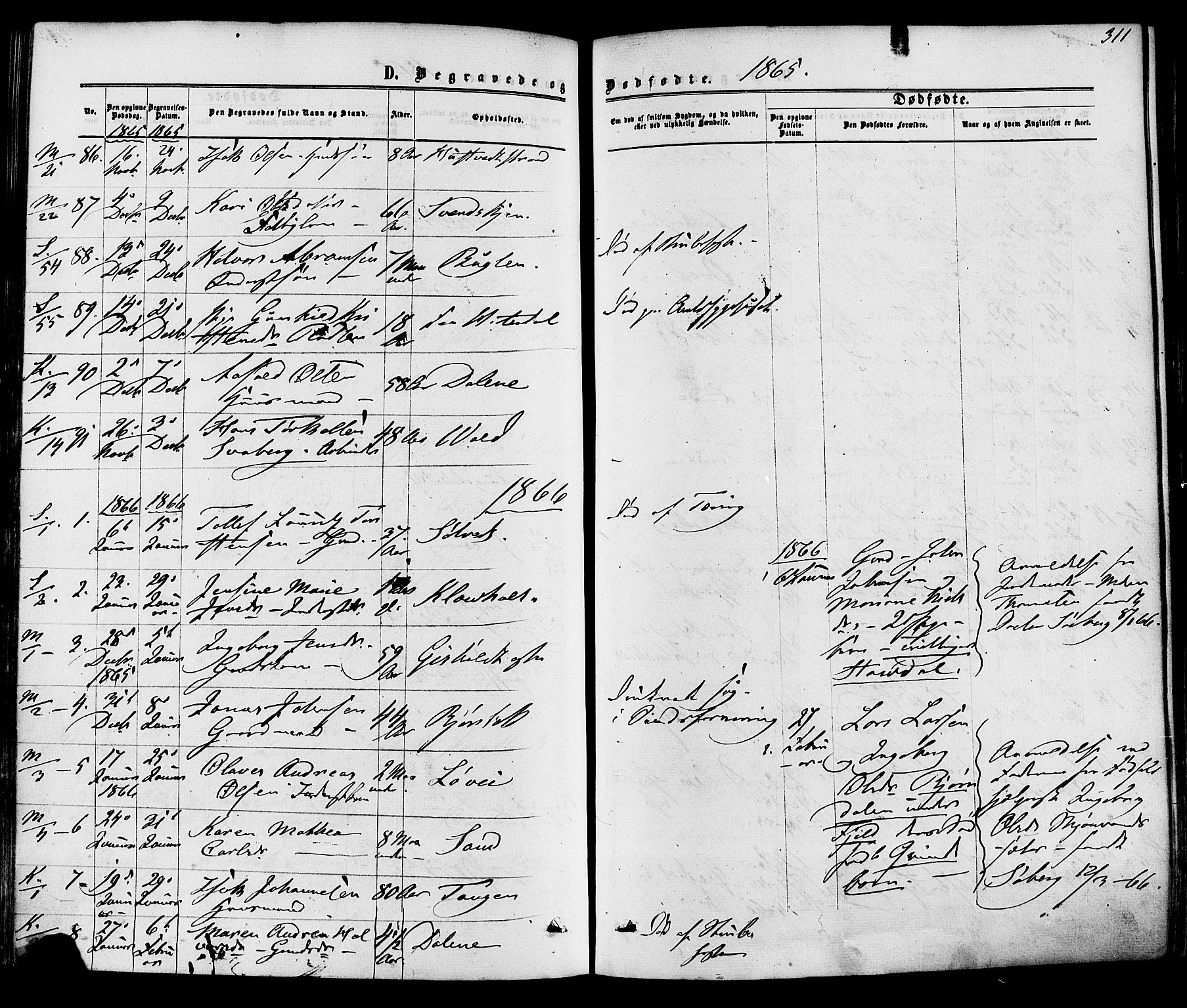 Solum kirkebøker, SAKO/A-306/F/Fa/L0008: Parish register (official) no. I 8, 1865-1876, p. 311