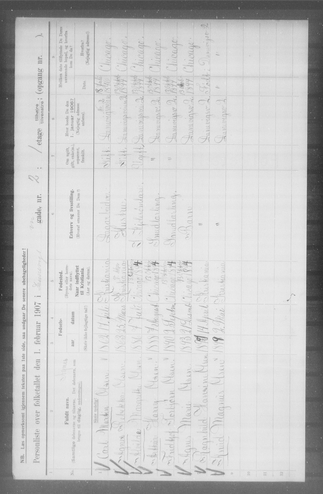 OBA, Municipal Census 1907 for Kristiania, 1907, p. 7679