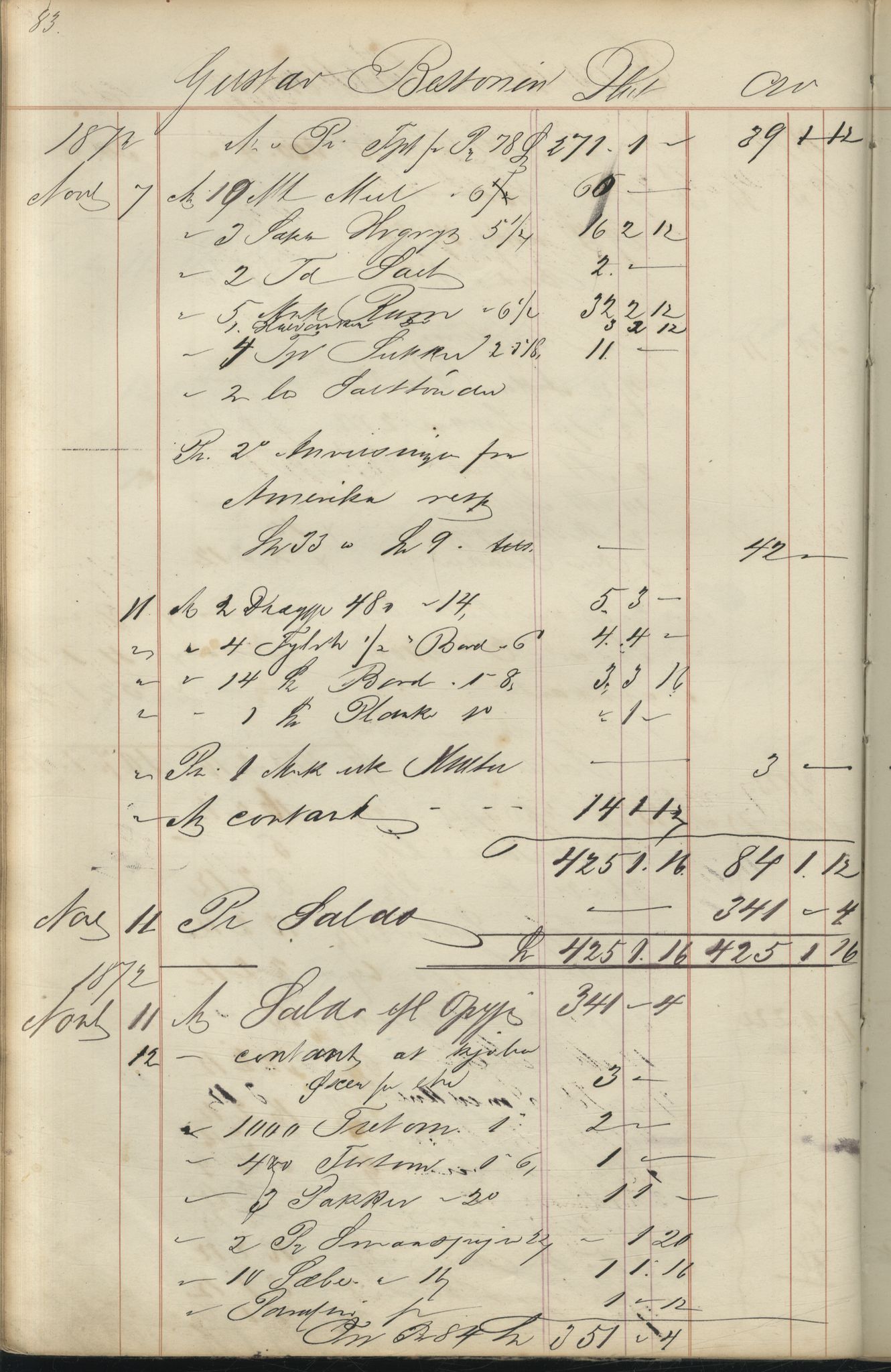 Brodtkorb handel A/S, VAMU/A-0001/F/Fc/L0001/0001: Konto for kvener og nordmenn på Kolahalvøya  / Conto for Kvæner og Nordmænd paa Russefinmarken No 1, 1868-1894, p. 83