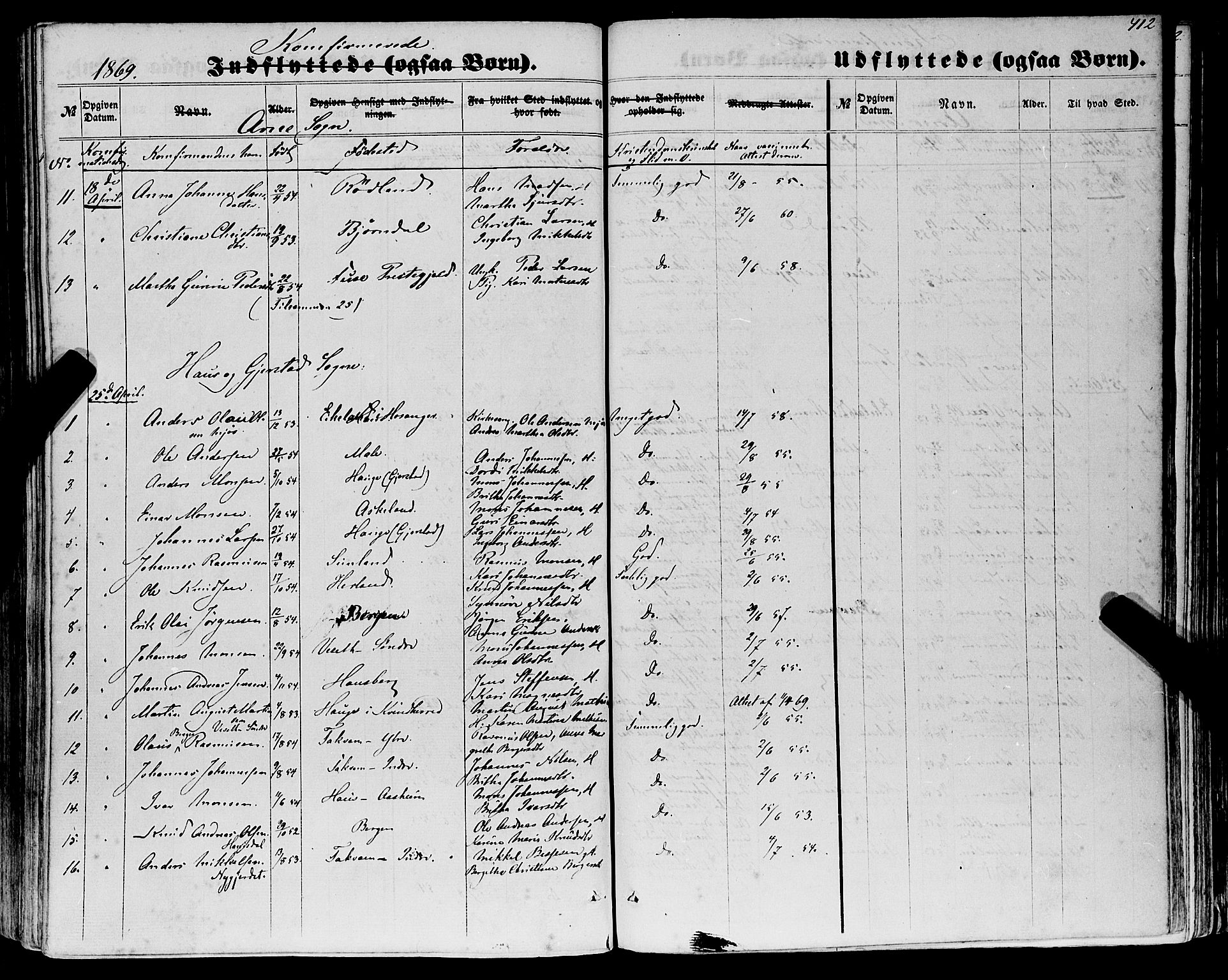 Haus sokneprestembete, AV/SAB-A-75601/H/Haa: Parish register (official) no. A 17, 1858-1870, p. 412