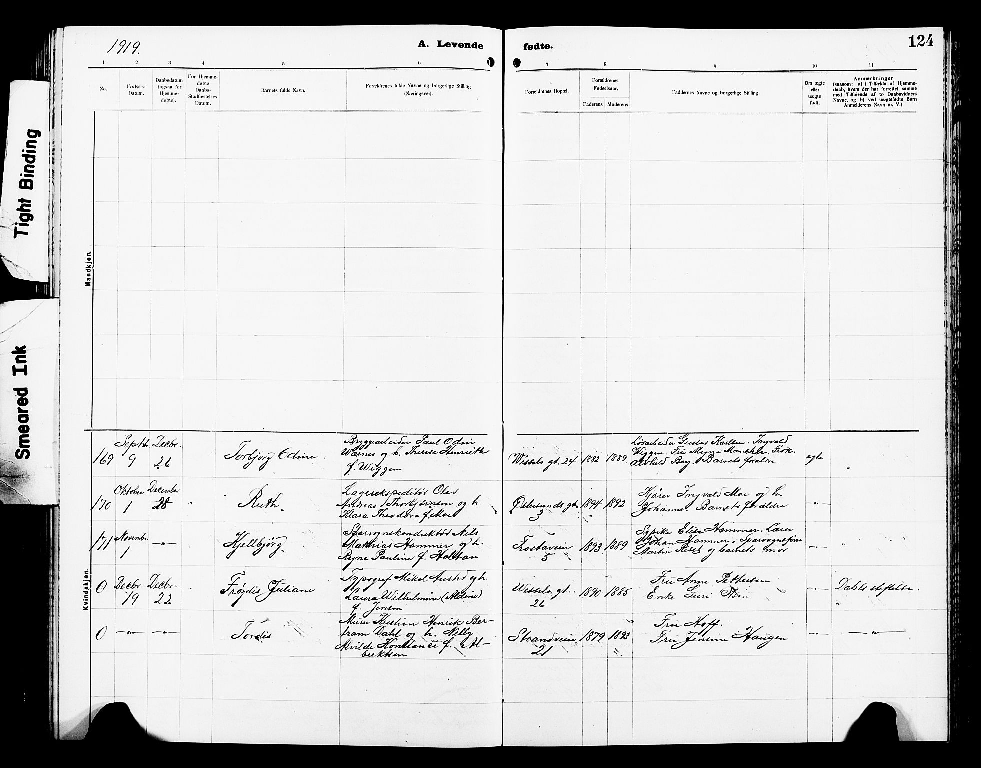 Ministerialprotokoller, klokkerbøker og fødselsregistre - Sør-Trøndelag, SAT/A-1456/605/L0256: Parish register (copy) no. 605C03, 1916-1920, p. 124