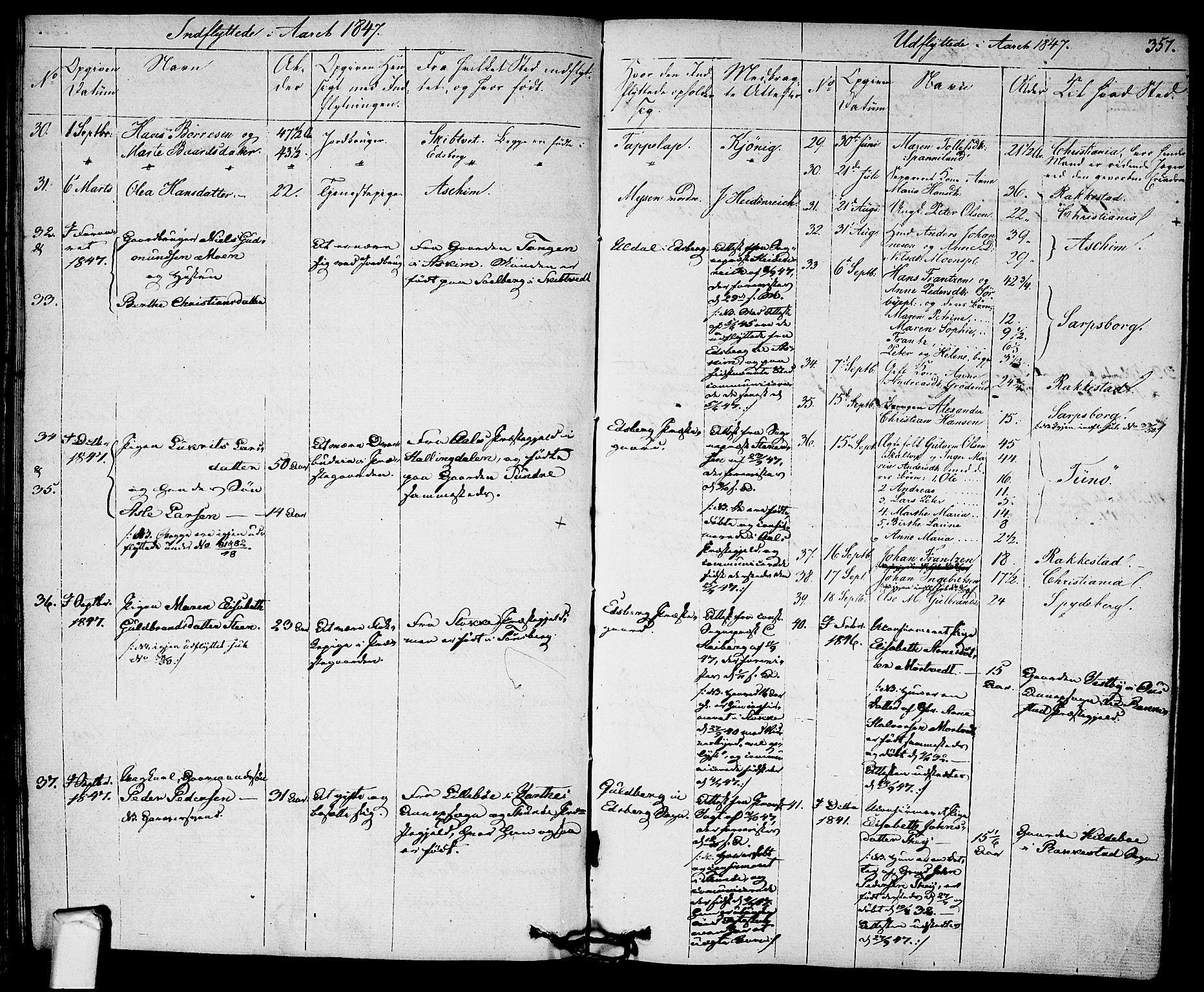 Eidsberg prestekontor Kirkebøker, AV/SAO-A-10905/F/Fa/L0008: Parish register (official) no. I 8, 1832-1848, p. 357