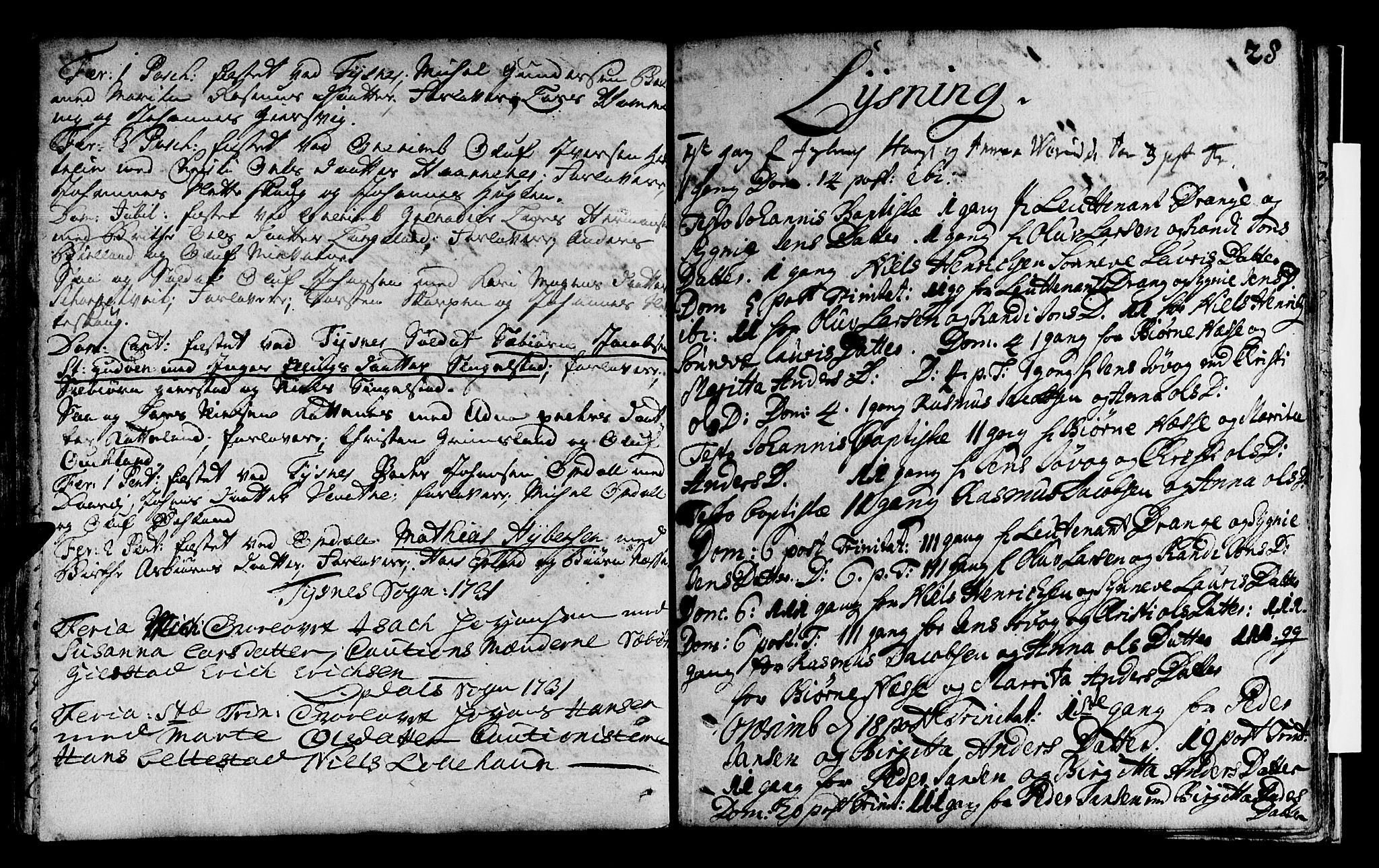 Tysnes sokneprestembete, SAB/A-78601/H/Haa: Parish register (official) no. A 1, 1723-1731, p. 28