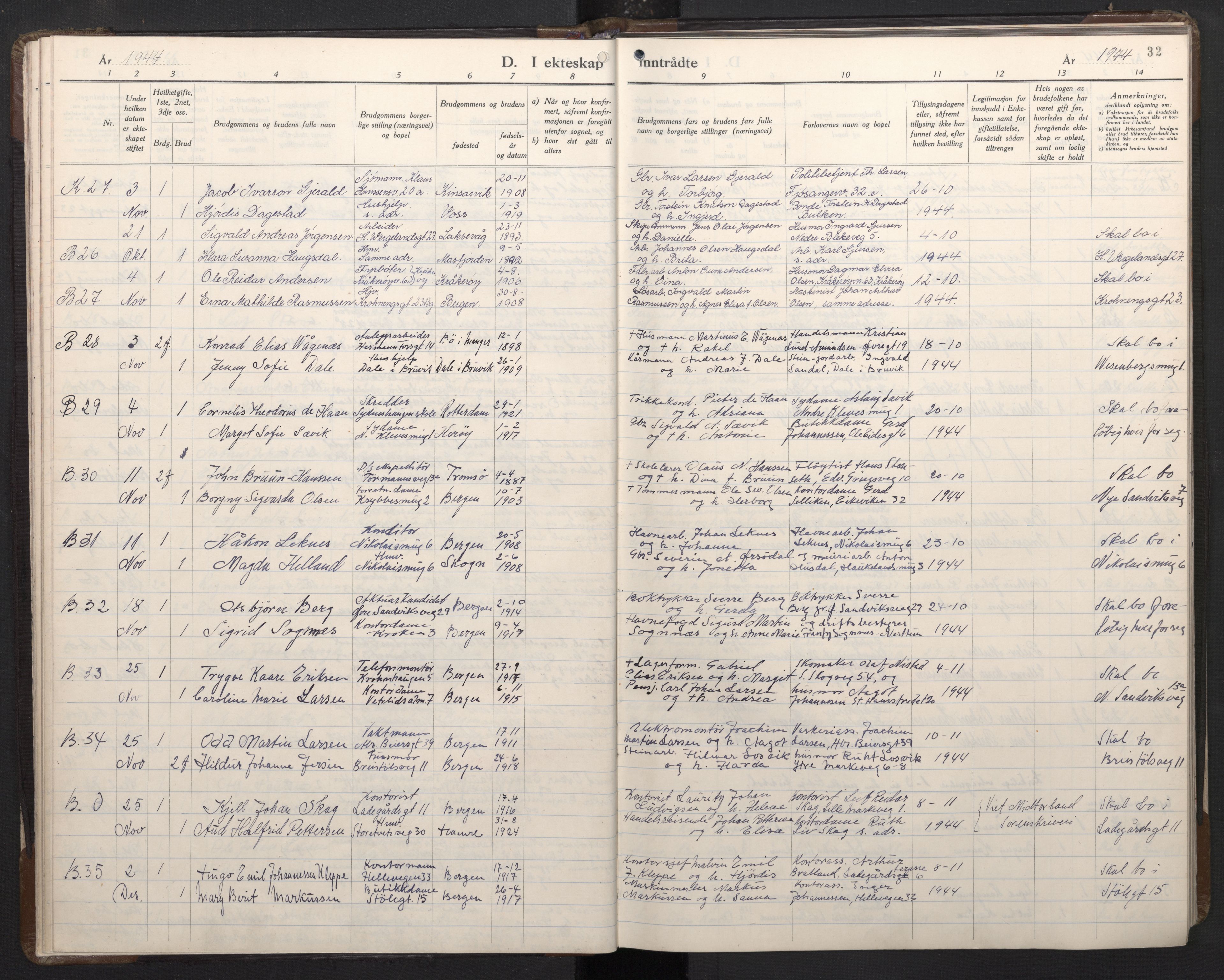 Mariakirken Sokneprestembete, AV/SAB-A-76901/H/Haa/L0019: Parish register (official) no. D 1, 1939-1963, p. 31b-32a