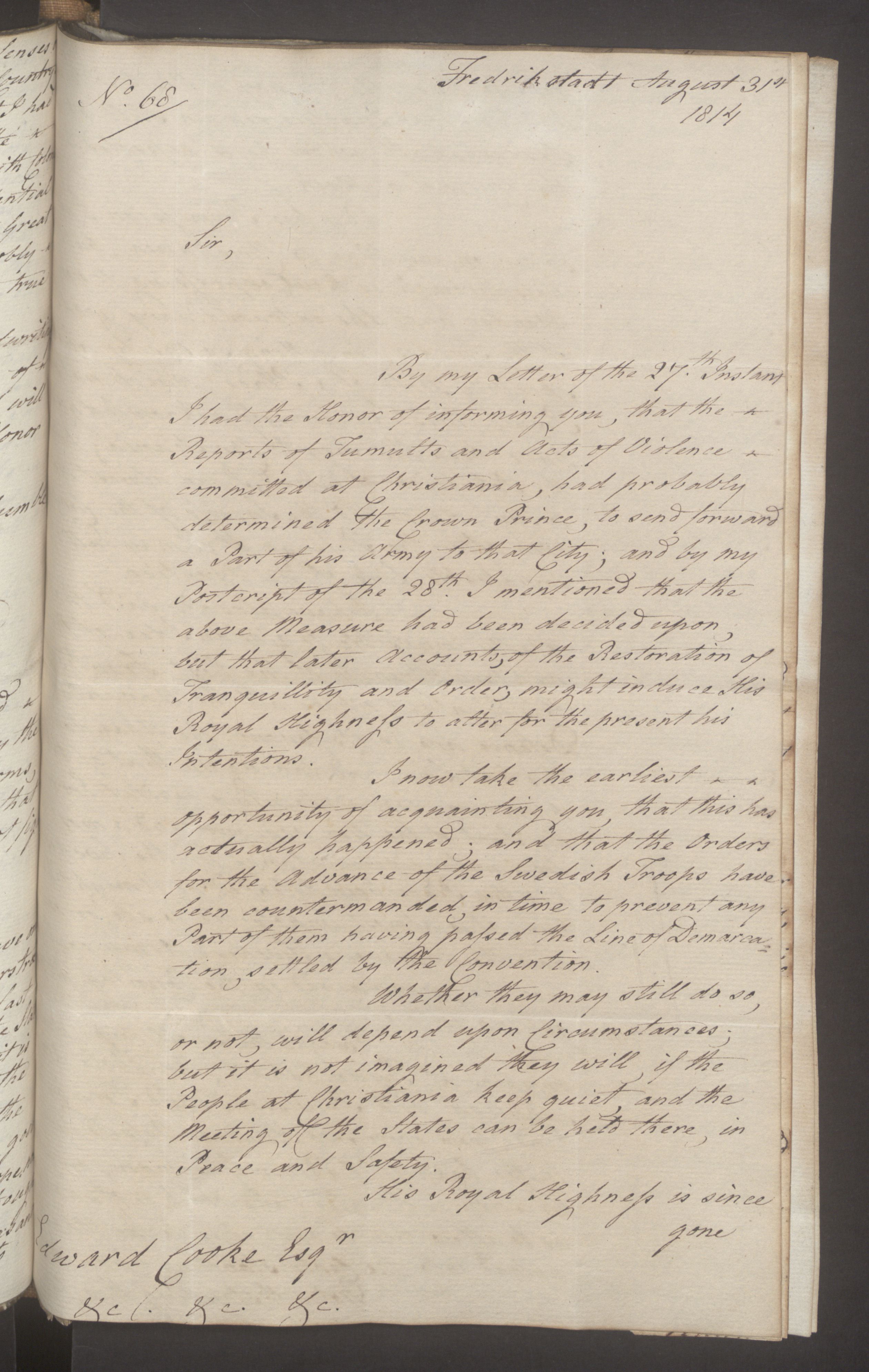Foreign Office*, UKA/-/FO 38/16: Sir C. Gordon. Reports from Malmö, Jonkoping, and Helsingborg, 1814, p. 103