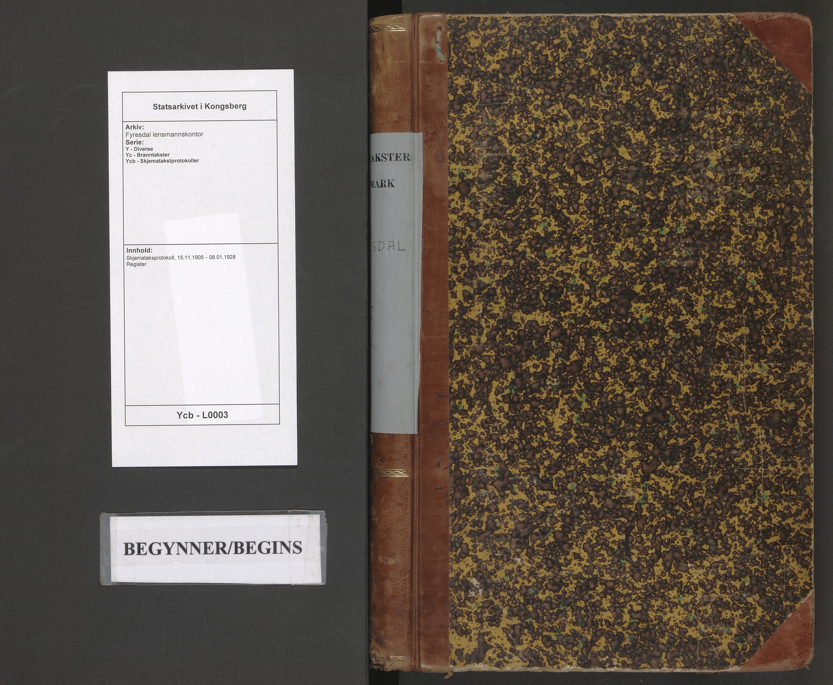 Fyresdal lensmannskontor, AV/SAKO-A-554/Y/Yc/Ycb/L0003: Skjematakstprotokoll, 1905-1928