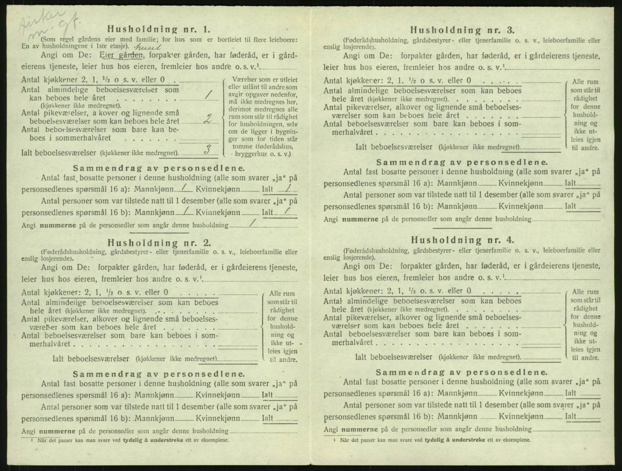 SAT, 1920 census for Aure, 1920, p. 315