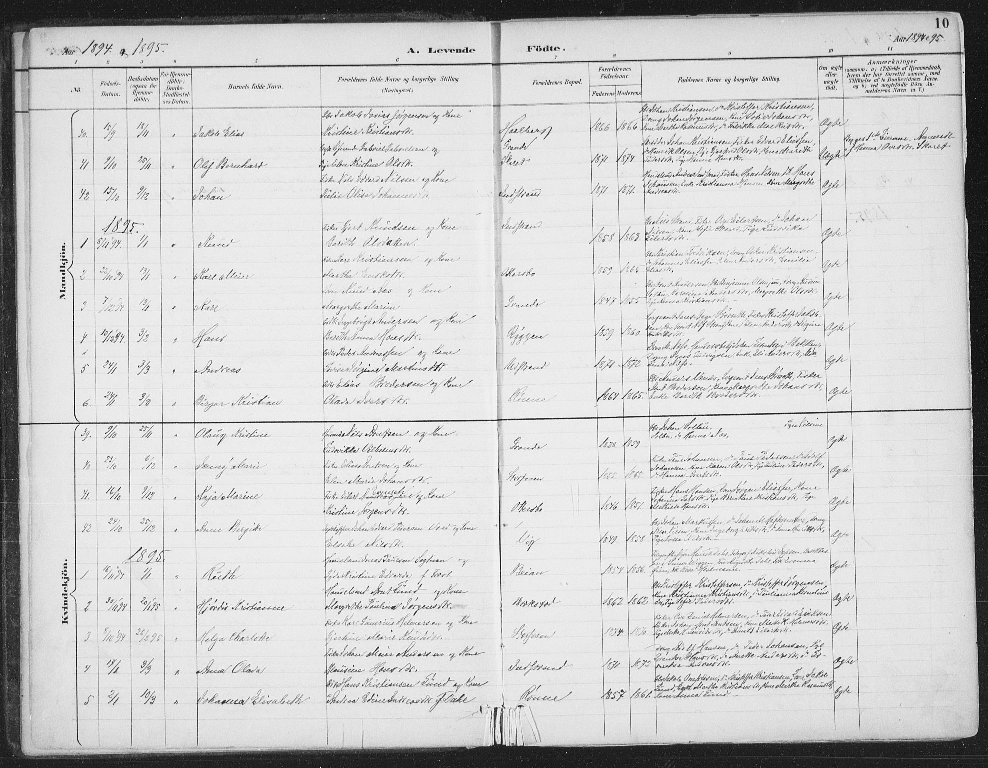 Ministerialprotokoller, klokkerbøker og fødselsregistre - Sør-Trøndelag, SAT/A-1456/659/L0743: Parish register (official) no. 659A13, 1893-1910, p. 10