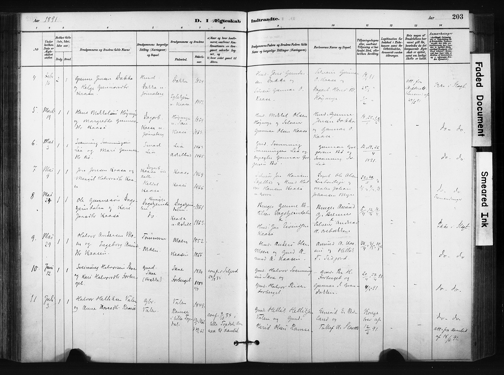 Bø kirkebøker, SAKO/A-257/F/Fa/L0010: Parish register (official) no. 10, 1880-1892, p. 203