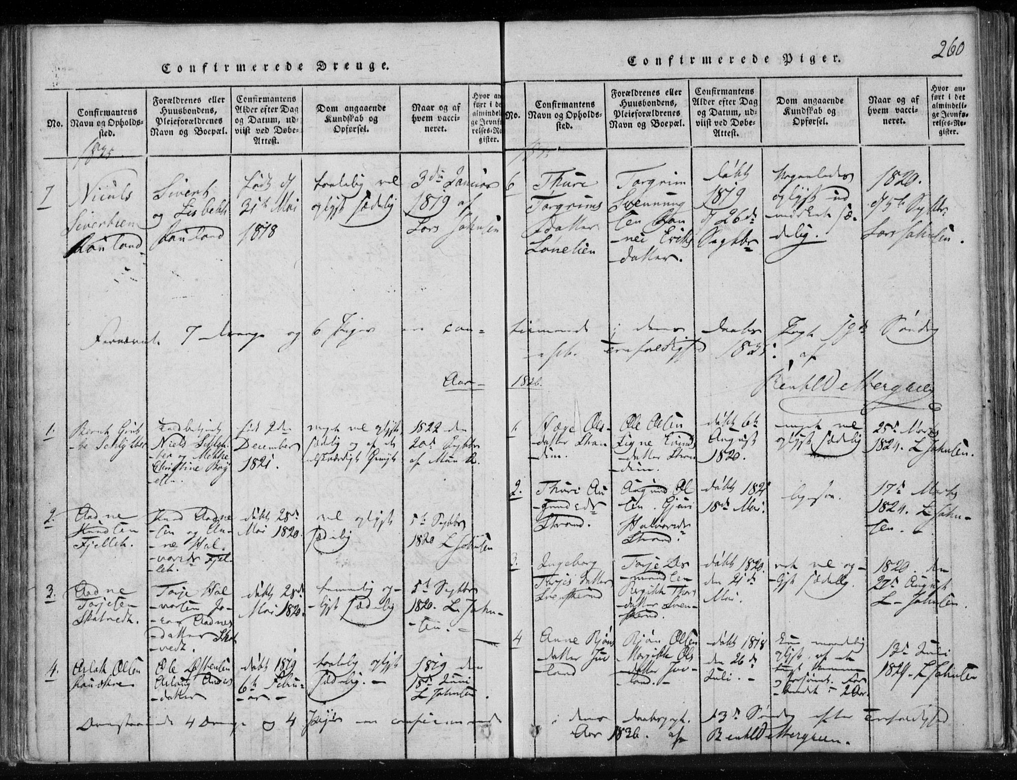 Lårdal kirkebøker, SAKO/A-284/F/Fa/L0005: Parish register (official) no. I 5, 1815-1860, p. 260