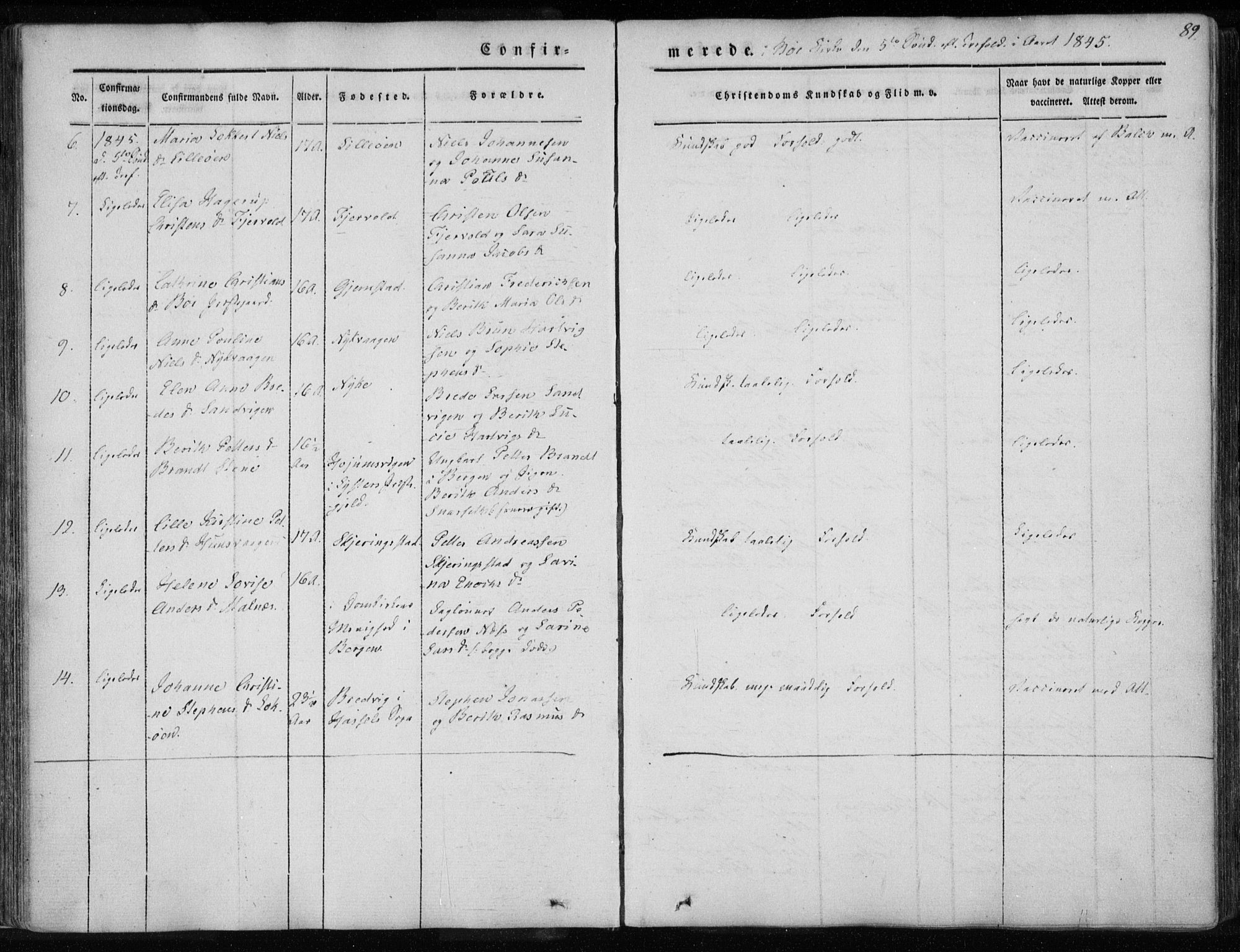 Ministerialprotokoller, klokkerbøker og fødselsregistre - Nordland, AV/SAT-A-1459/891/L1299: Parish register (official) no. 891A04, 1841-1856, p. 89