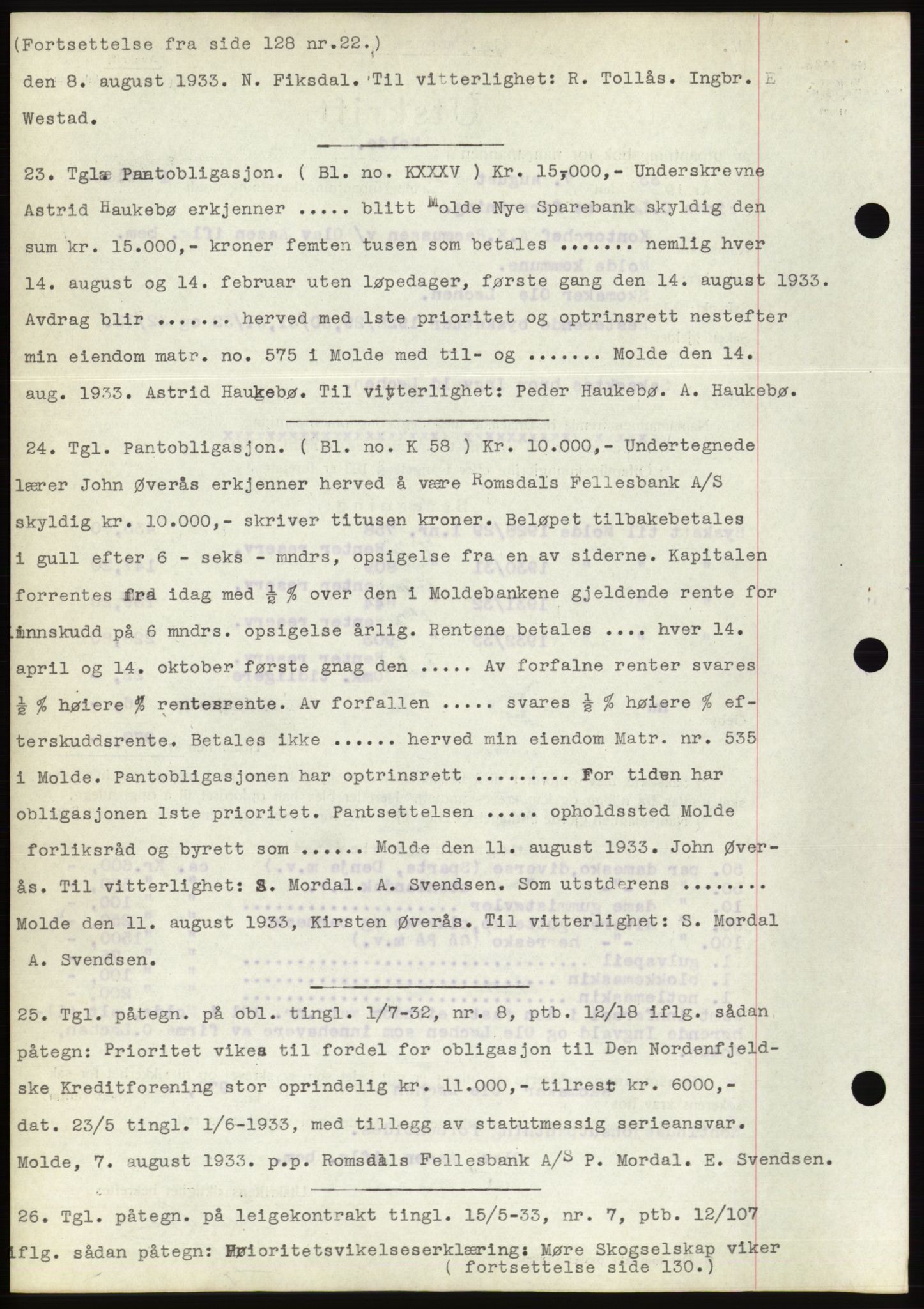 Molde byfogd, AV/SAT-A-0025/2/2C/L0012: Mortgage book no. 12, 1932-1935, Deed date: 15.08.1933